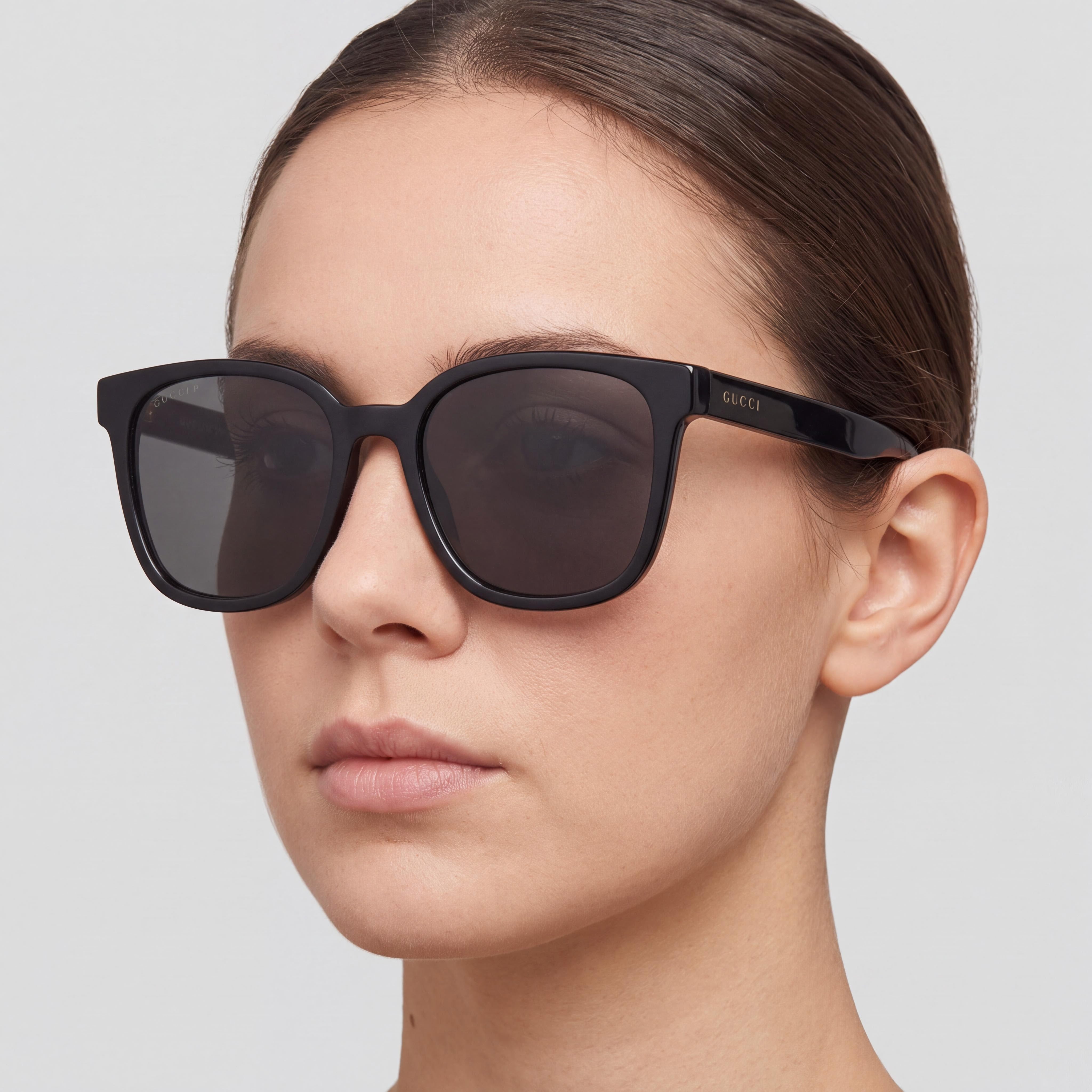 Gucci Polar-cr-39 Women's Injection Frame Non-Polarized UV Protection Sunglasses 56mm Black Brown, Photo 4
