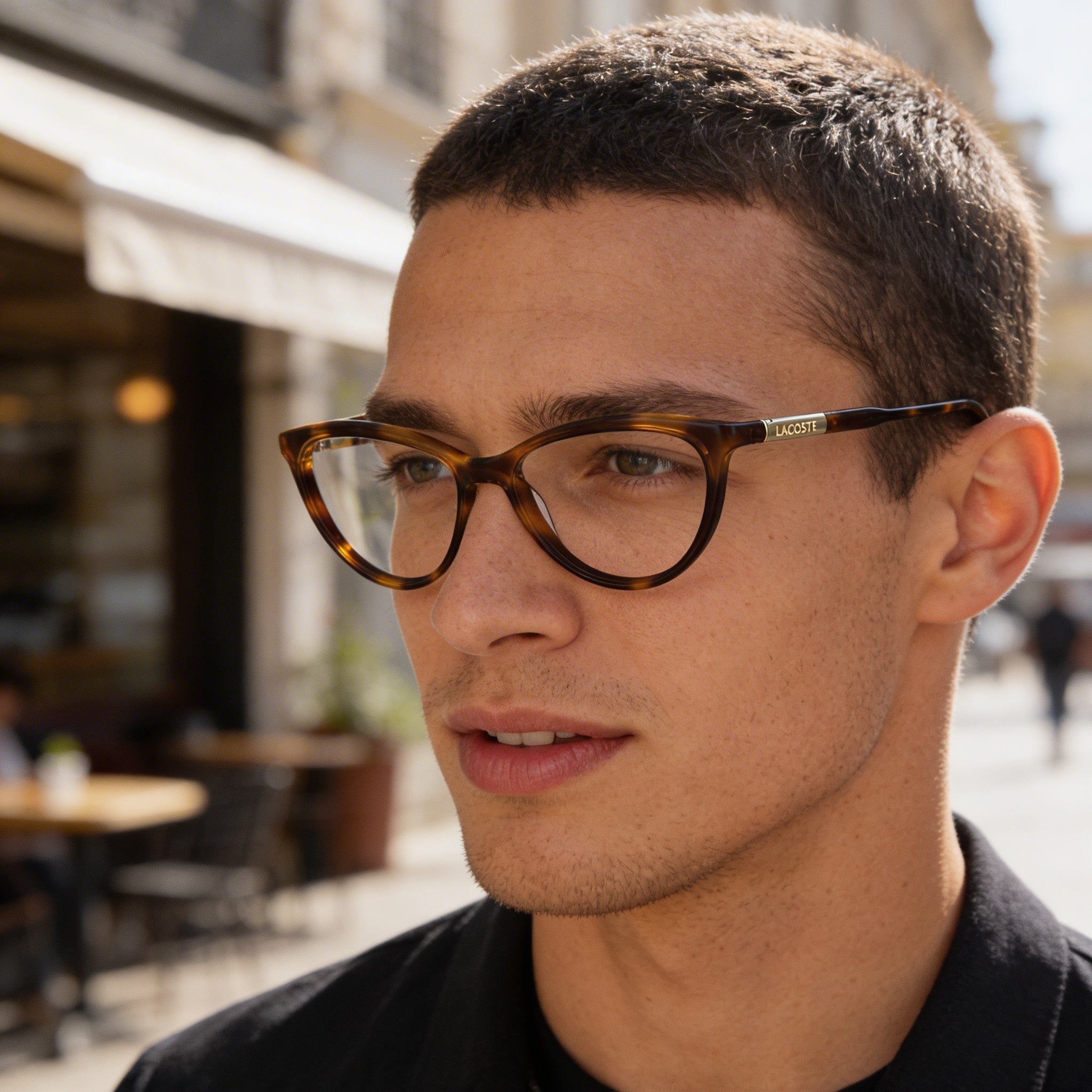 Lacoste Men's L2952 Modern Acetate Eyeglasses Havana 54mm, Clear Demo Lenses, Prescription Ready, Photo 4