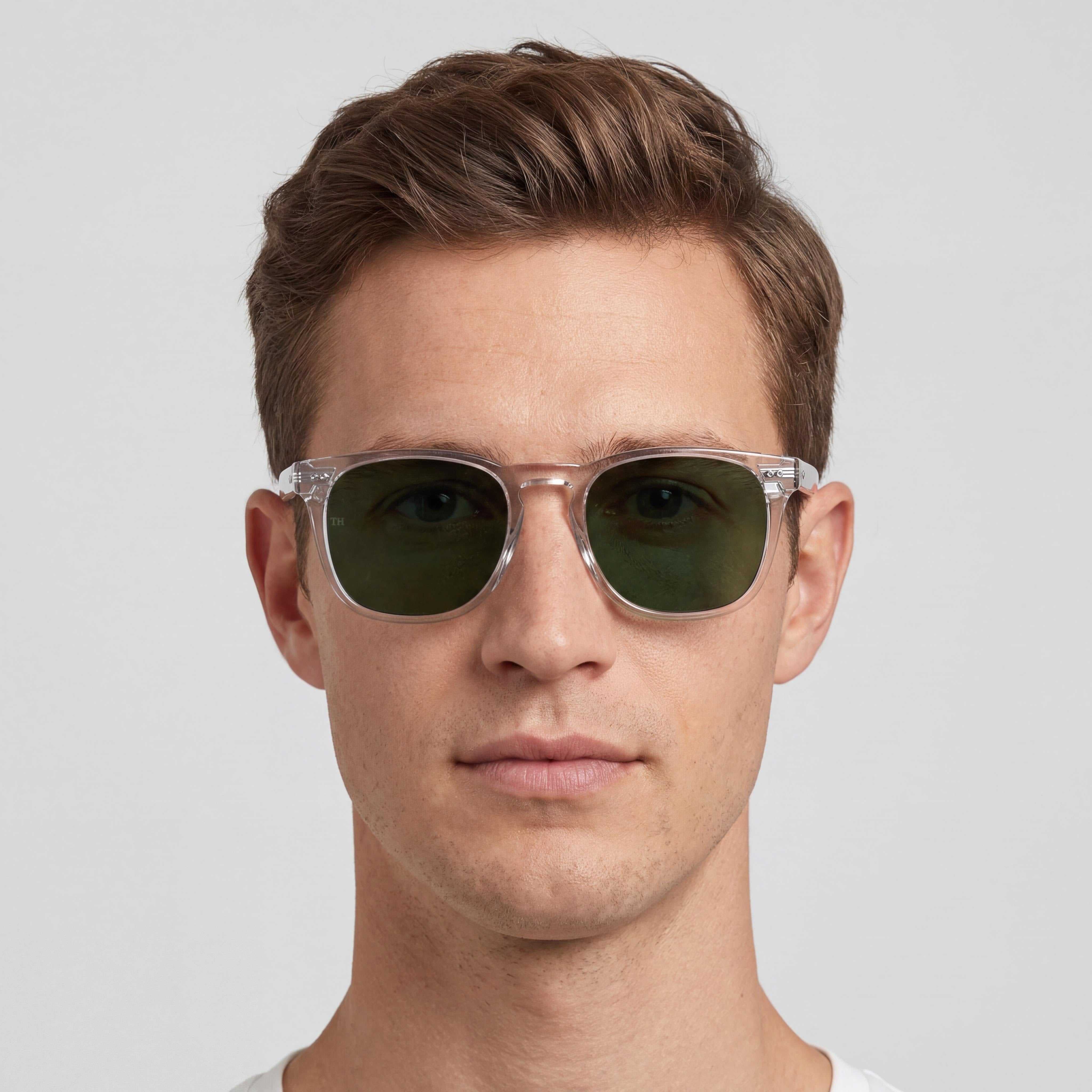 Tommy Hilfiger TH 1887/S Classic Unisex Rectangular Crystal Composite Green Lens UV Protection Sunglasses 52mm, Photo 3