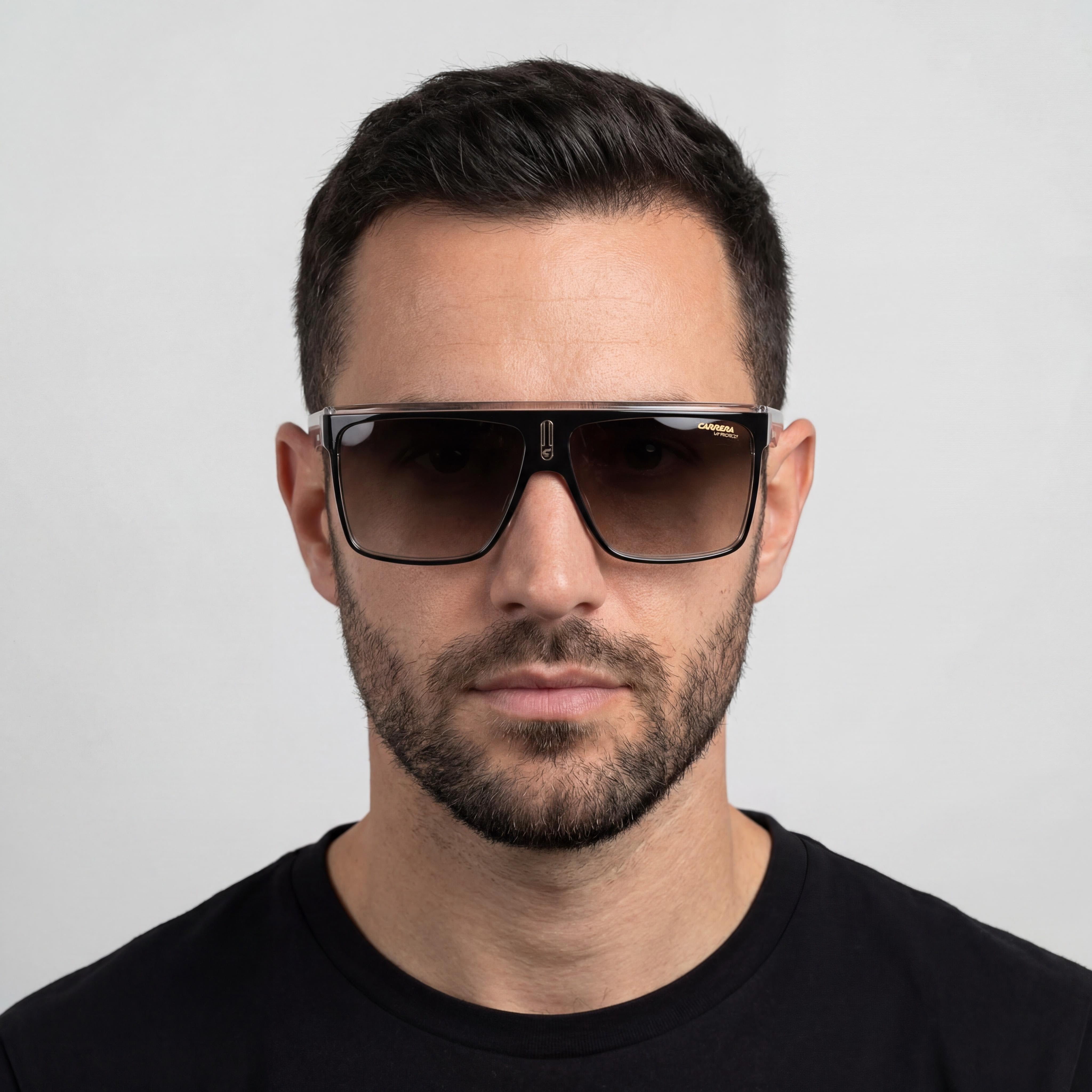 Gafas de sol Carrera Carrera 22/N para hombre, de poliamida, color negro, dorado y marrón, con degradado marrón y protección UV, 63 mm, Photo 4