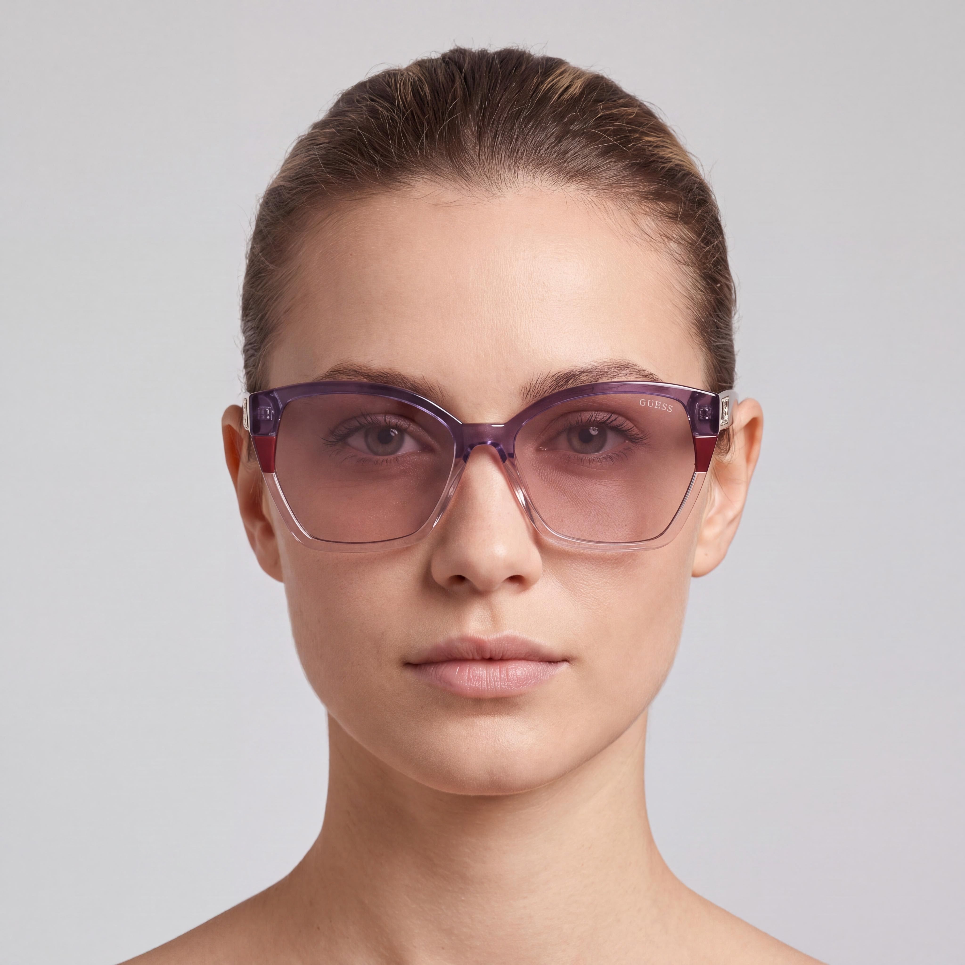 GUESS GU 7912 Women's 100% UV Protective Sunglasses, Composite Frame, Burgundy Multicoloured, Violet, 55-16-140mm, Photo 4