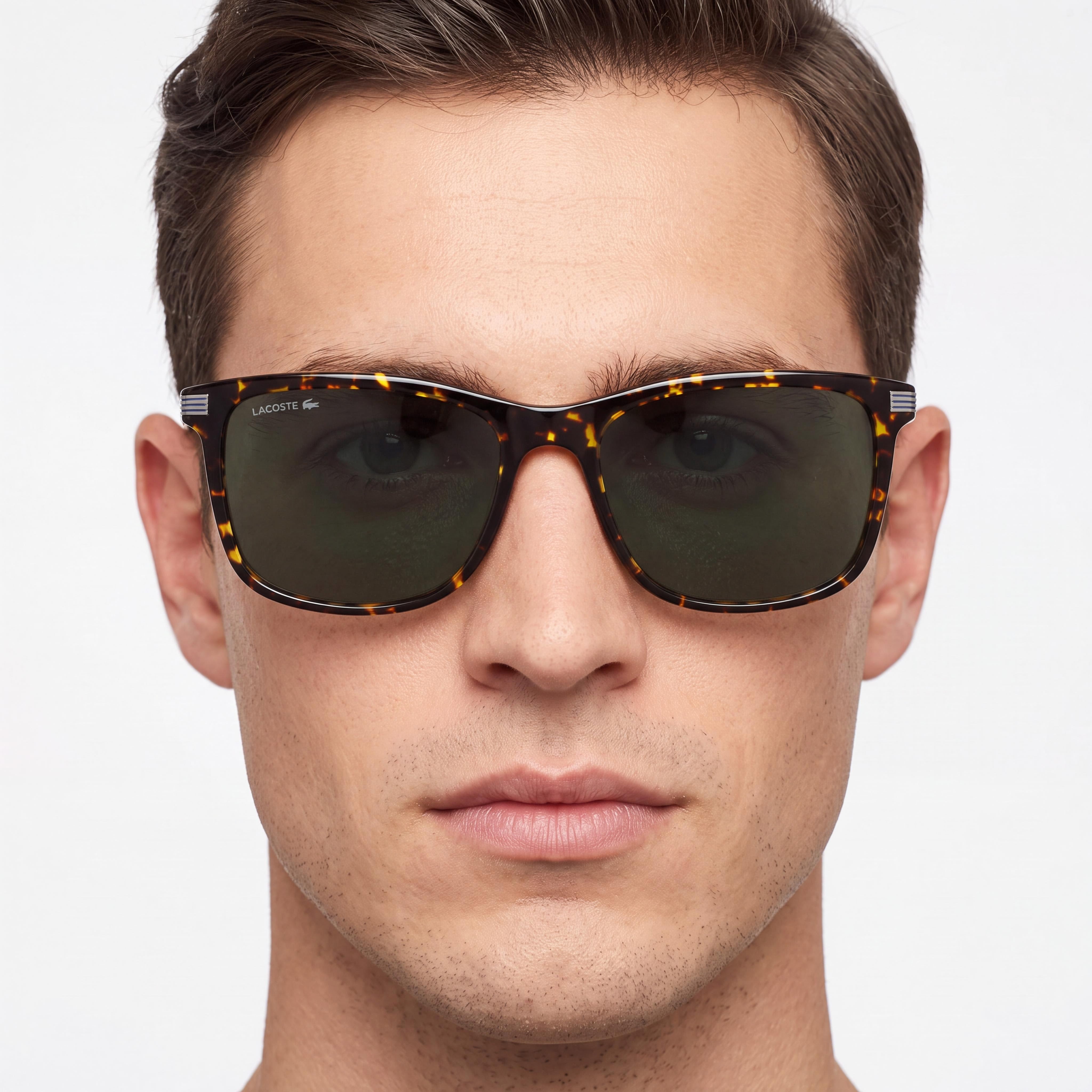 Gafas de sol unisex Lacoste Classic rectangulares con montura de plástico color Habana oscuro y protección UV de 56 mm, Photo 4