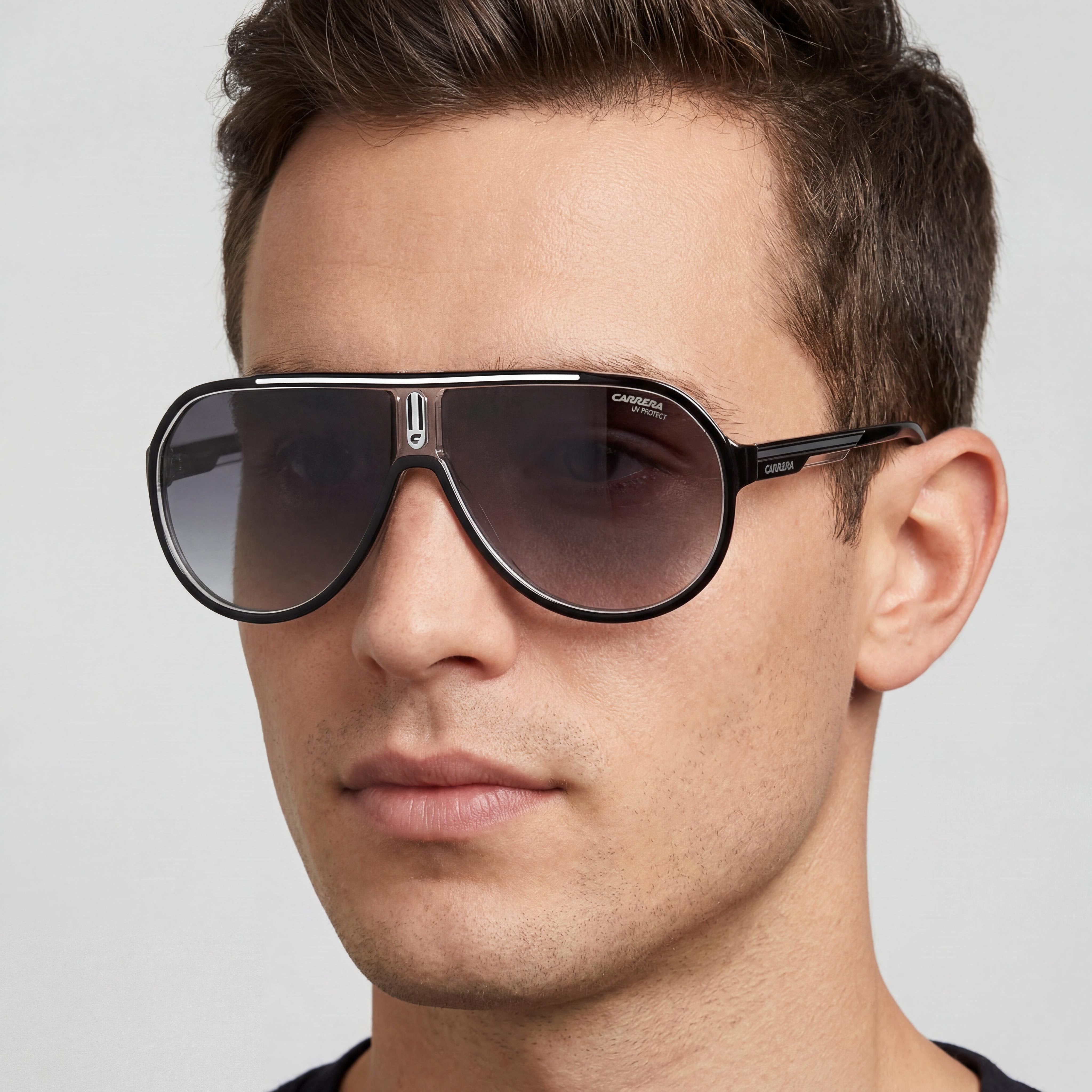Carrera Modern Unisex Black White Thermoplastic Elastomers Frame UV Protection Sunglasses 64mm, Photo 4