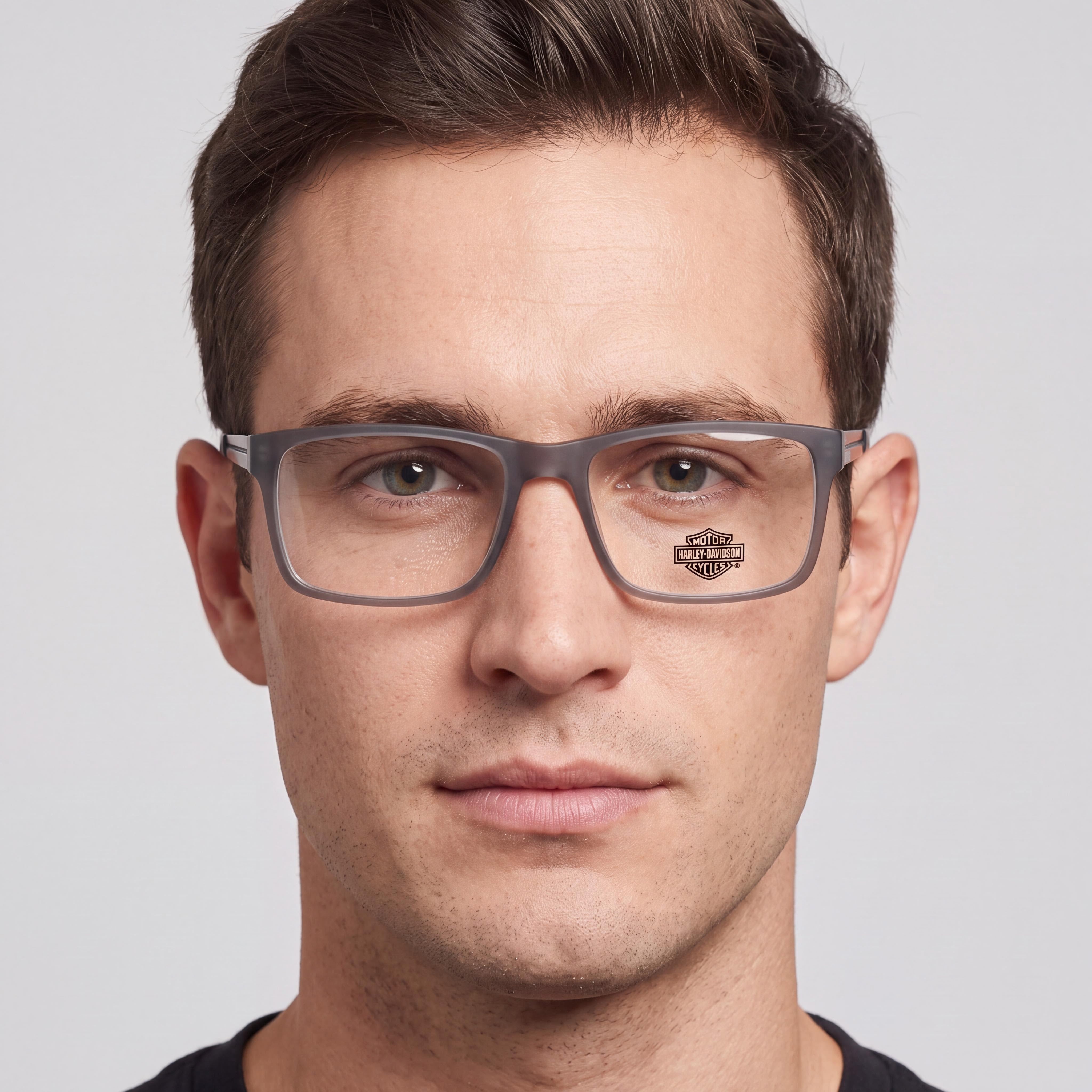 Harley-Davidson Hd0752 Unisex Grey Metal and Plastic Frame Non- Clear Lens Full Rim Eyeglasses 55mm, Photo 3