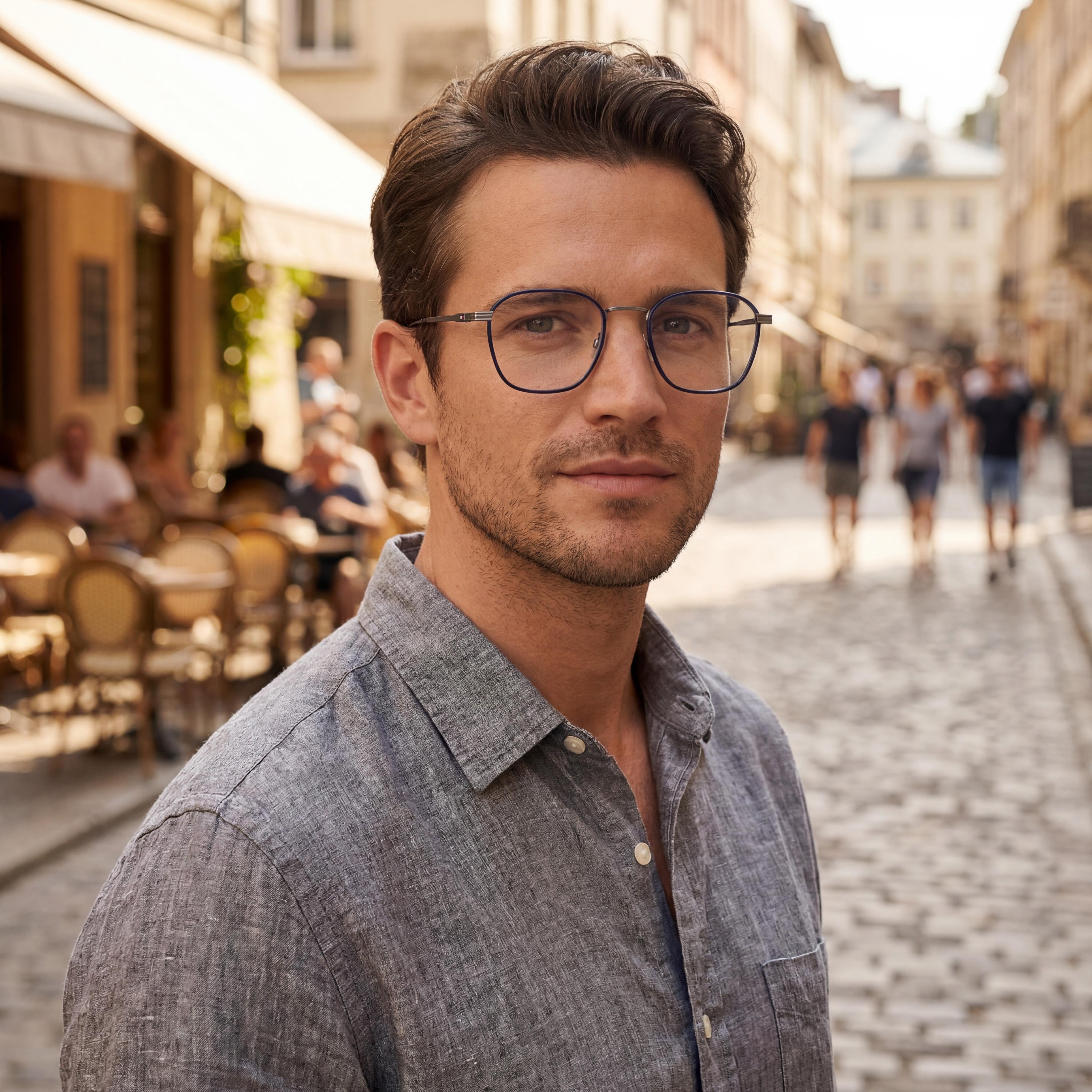 Tommy Hilfiger Casual Men's Metal Frame Glasses Matte Ruthenium Blue 51mm, Photo 3