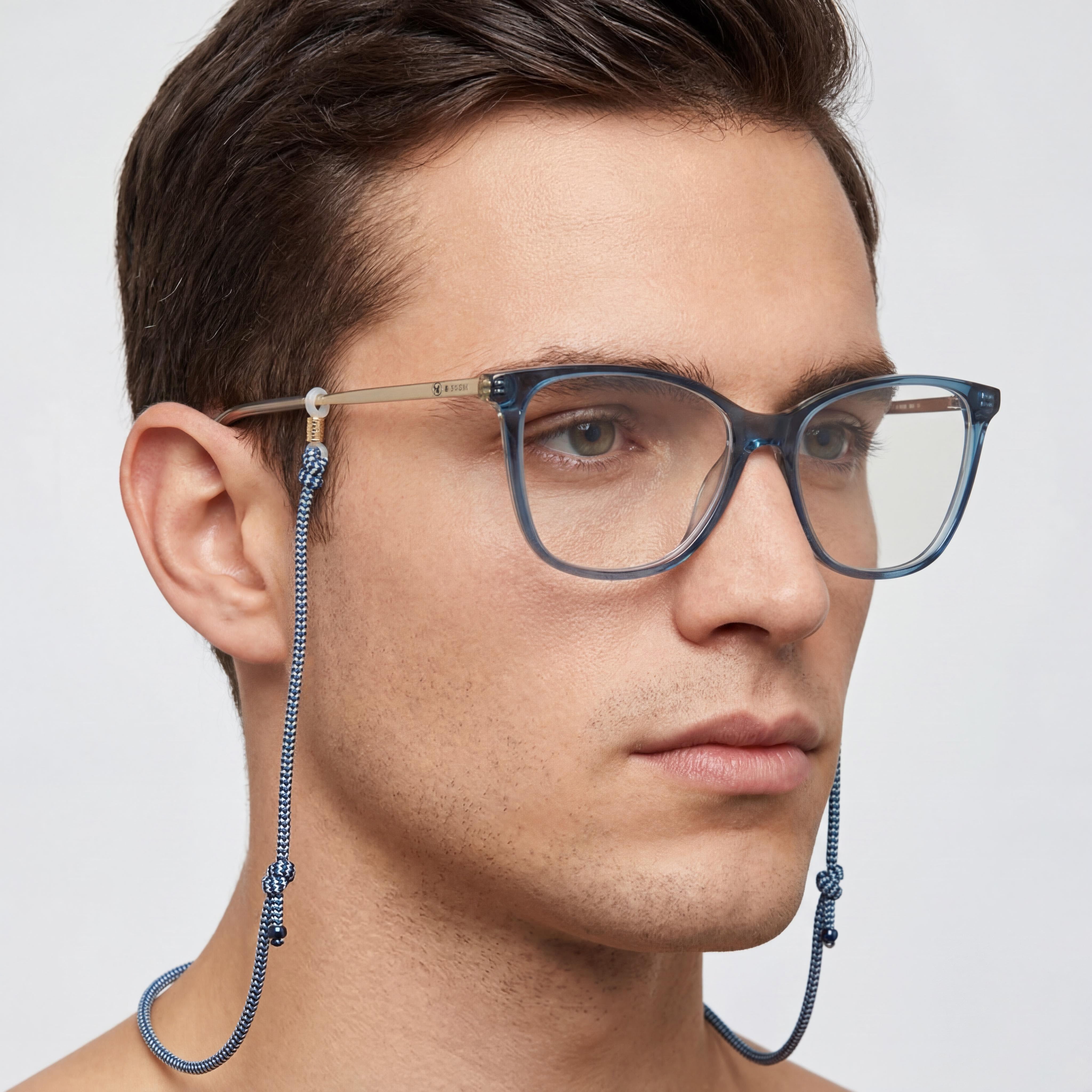 Gafas ópticas de hombre Missoni estilo moderno de acetato en azul beige con lentes azul beige 54-16-145, Photo 4