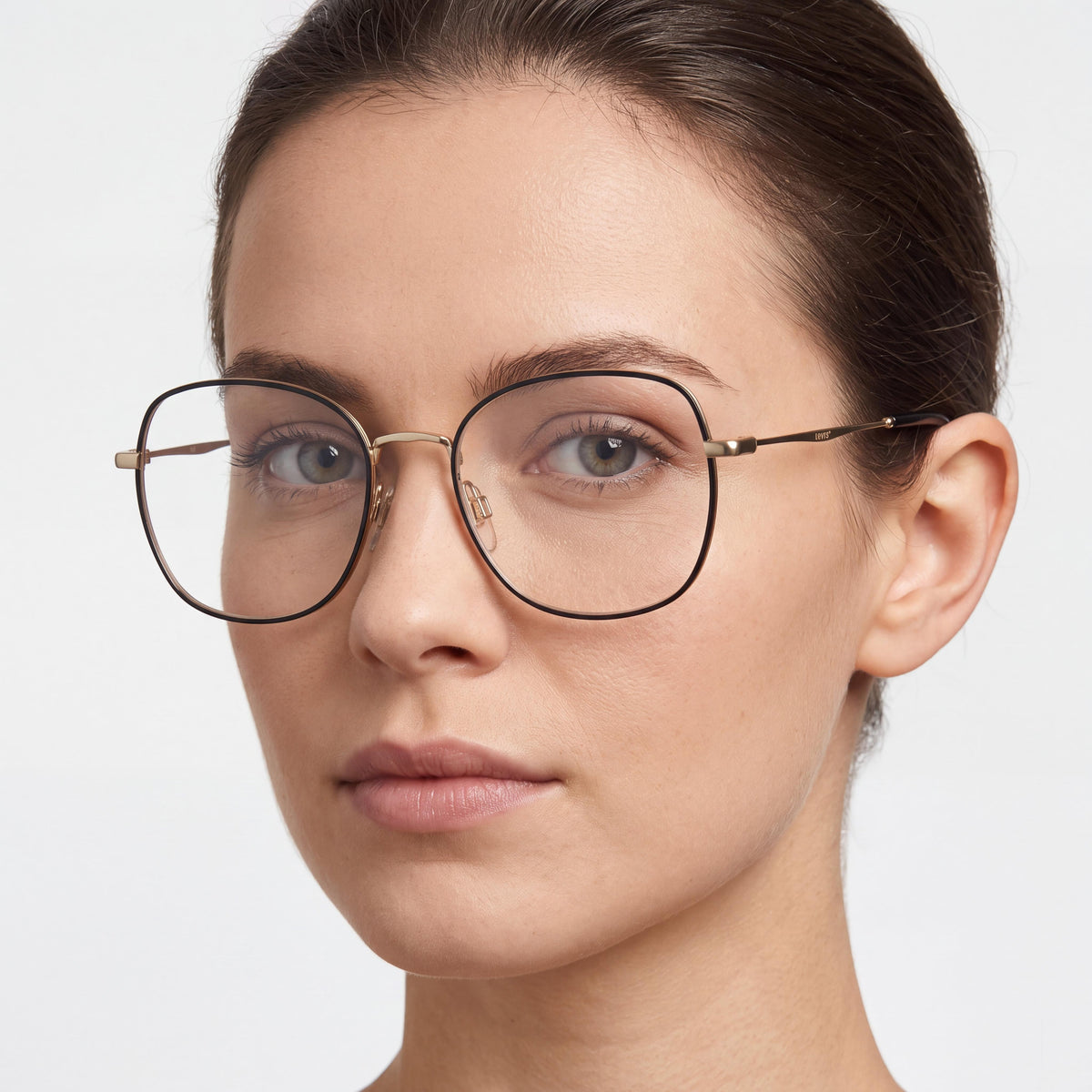 Gafas Graduadas Levi's Lv 5023 para Mujer, de Acero Inoxidable Negro, Montura Completa Grande, 52mm, Photo 4