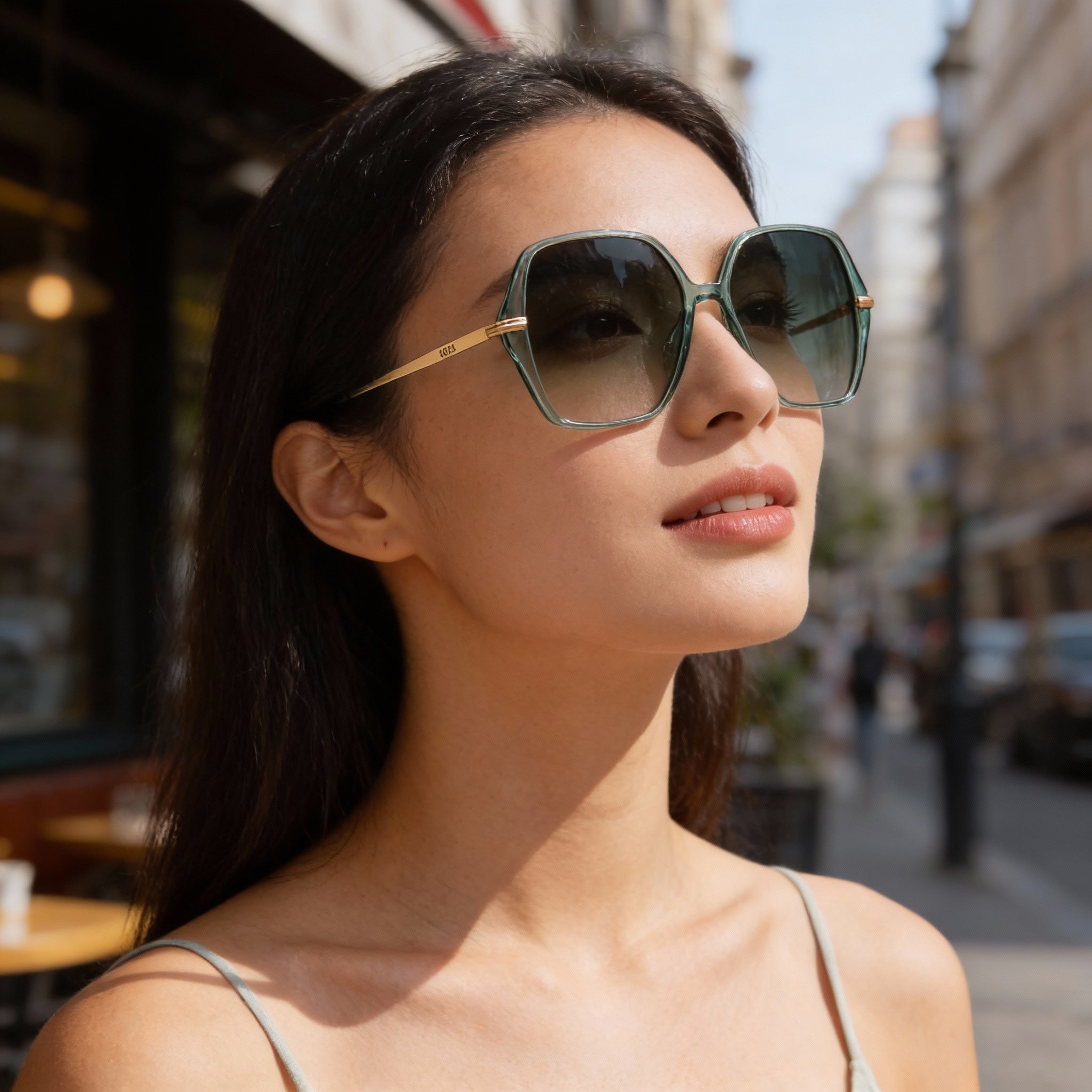 Gafas de sol BOSS 1660/S para mujer, montura de acetato dorado claro, lentes grises con protección UV, 57 mm, Photo 4