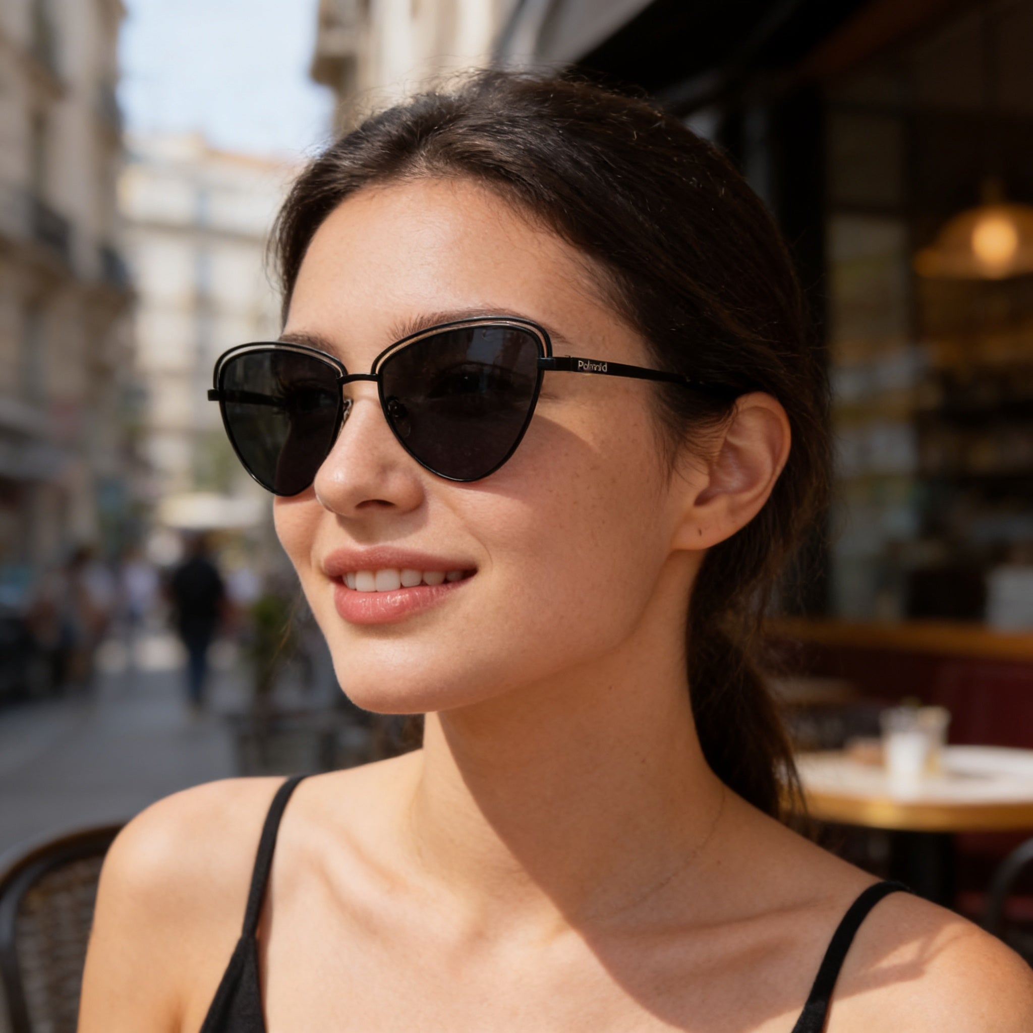 Gafas de sol Polaroid Classic PLD 4094/S para mujer, montura de acero de aleación negra, lentes de policarbonato con protección UV, 57 mm, Photo 4