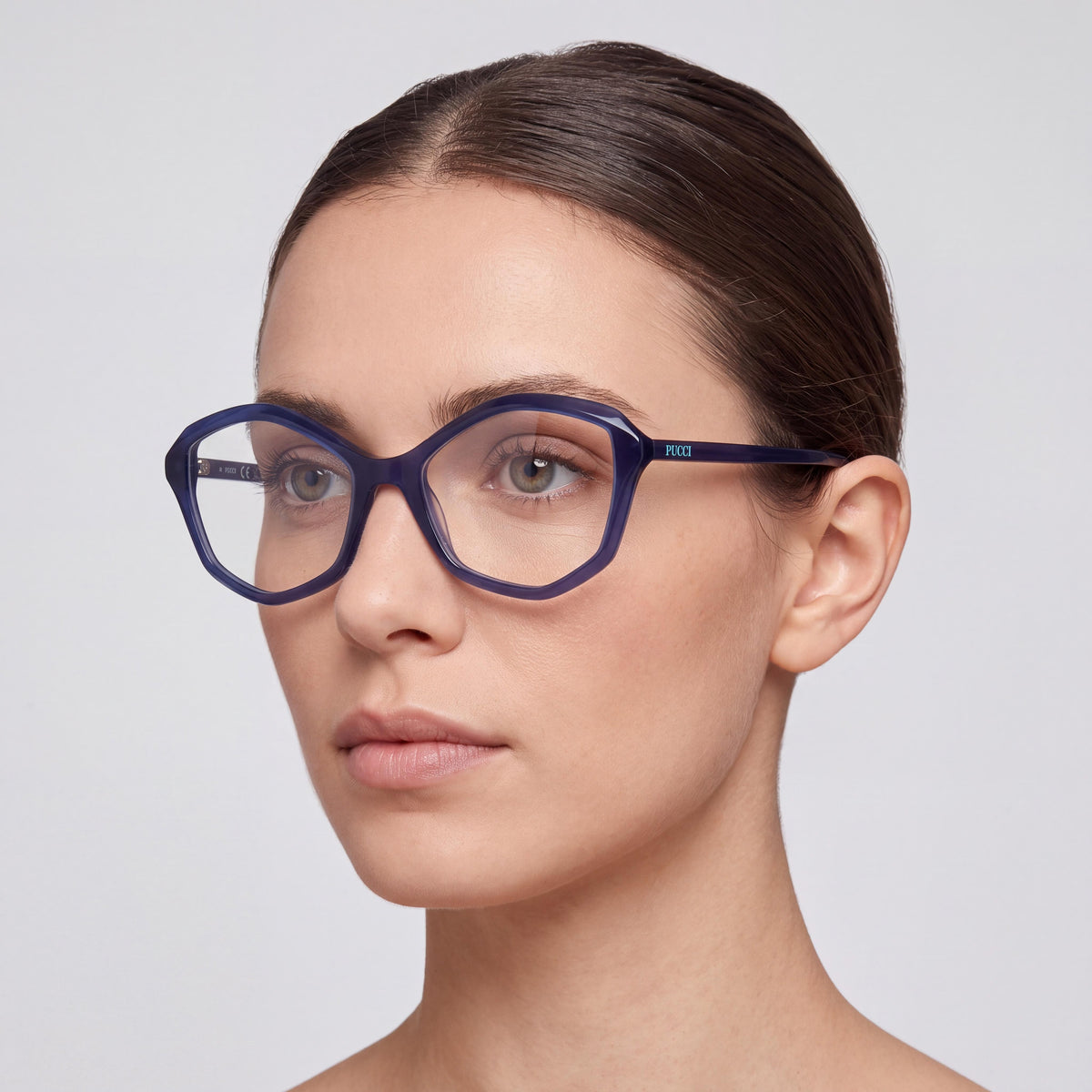 Gafas graduadas Emilio Pucci MODERNO EP5238 para mujer con montura completa de acetato azul brillante y lentes transparentes 54-18-140, Photo 4