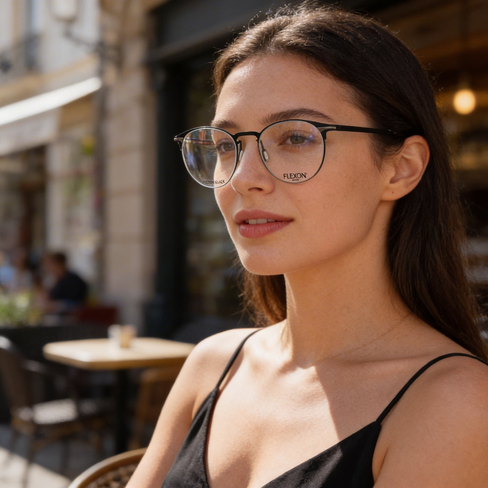 Gafas unisex Flexon B2000 con montura metálica en azul marino (lente de 50 mm, puente de 20 mm, patilla de 145 mm)