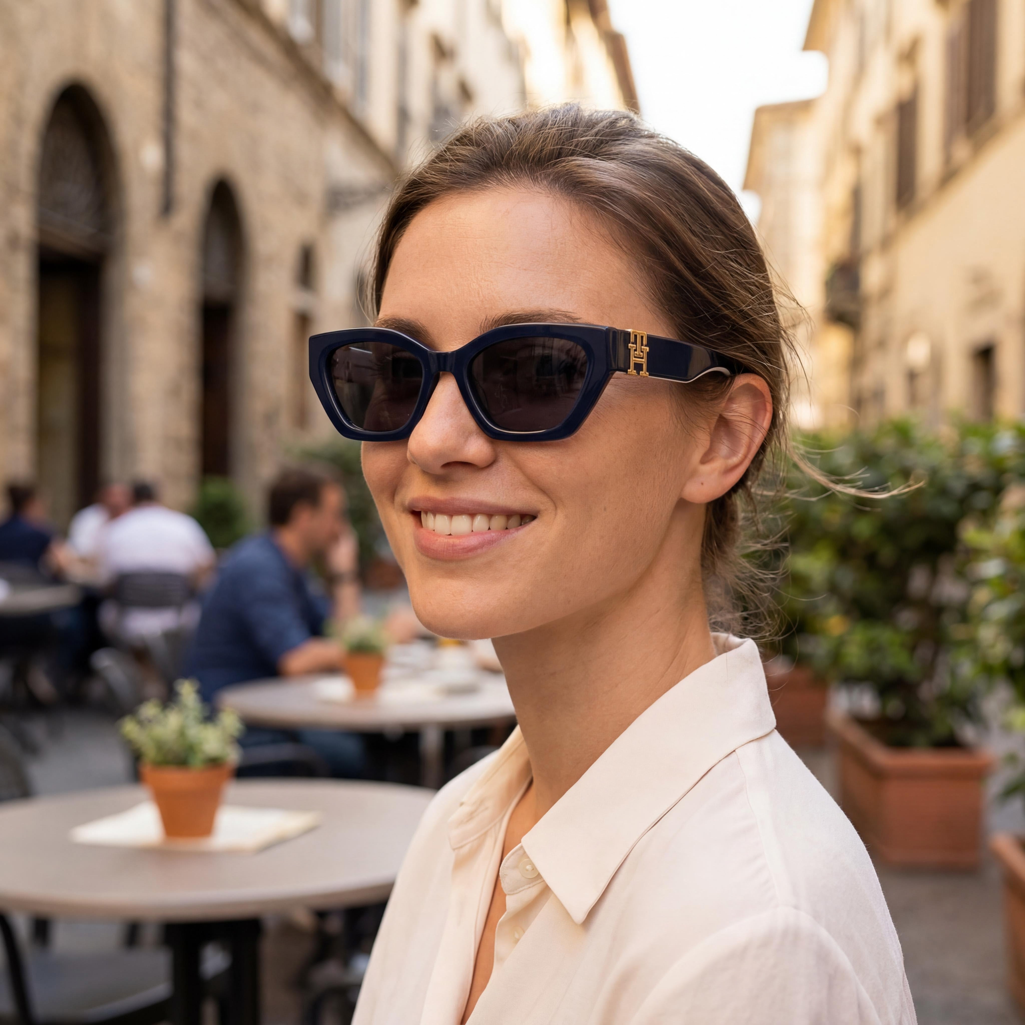 Gafas de sol Tommy Hilfiger para mujer TH 1979/S, montura de acetato azul, lentes grises con protección UV de 54 mm, Photo 4