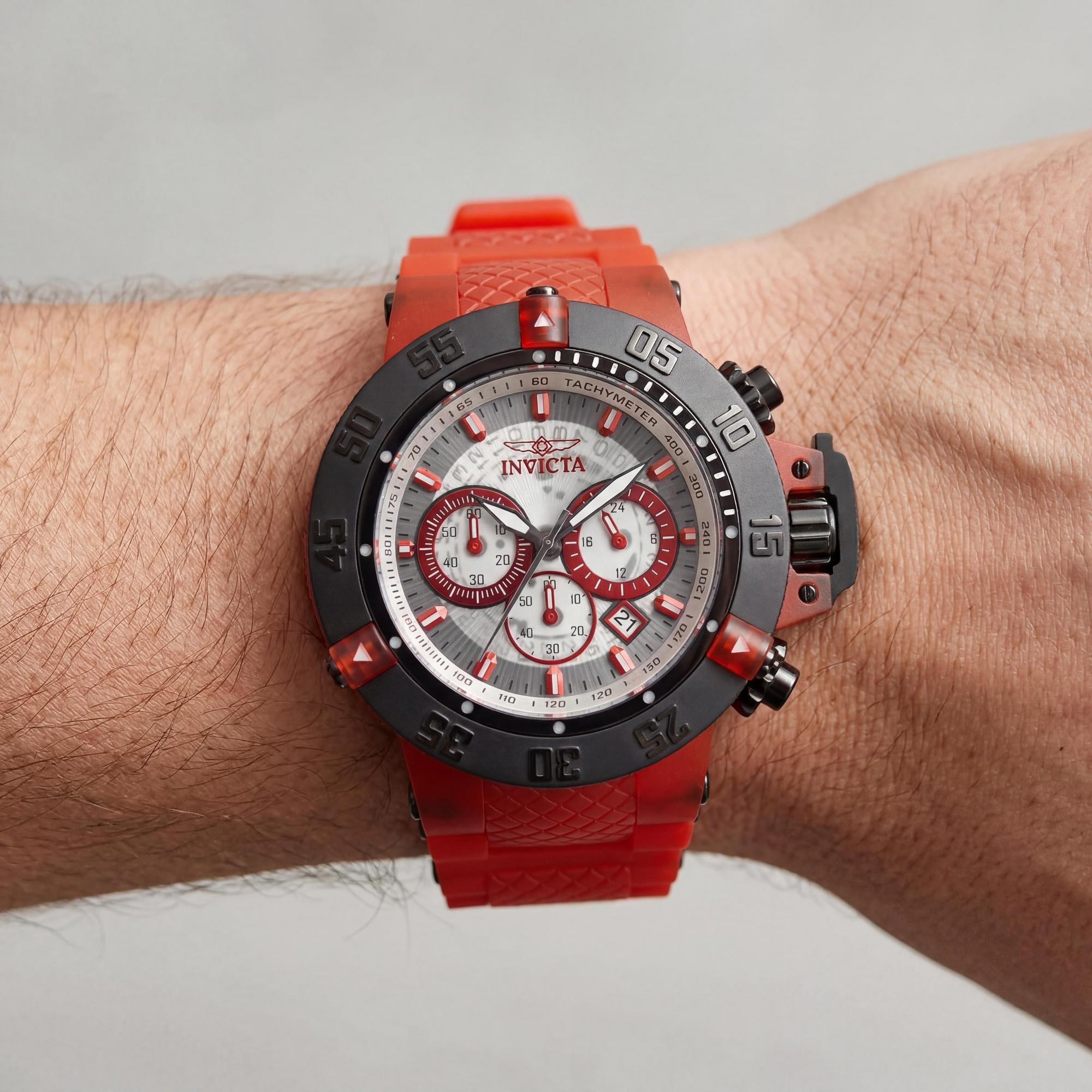 Reloj cronógrafo Invicta Subaqua Noma III 24364 para hombre, plástico rojo y silicona, esfera transparente, 50 mm, Photo 3