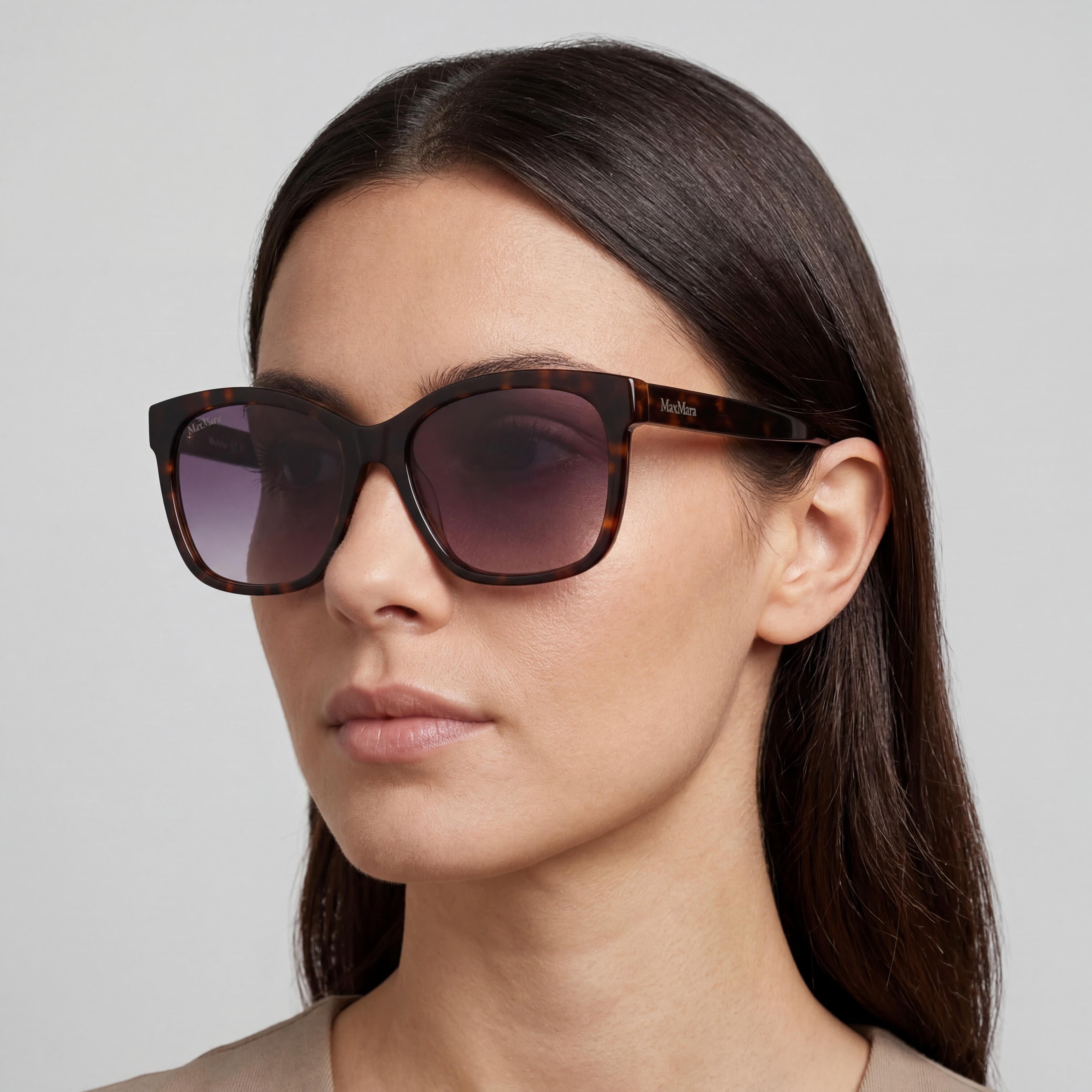MaxMara Casual Women's Sunglasses, Black Acetate Frame, Gradient Smoke Lenses, UV Protected, 56mm, Photo 5