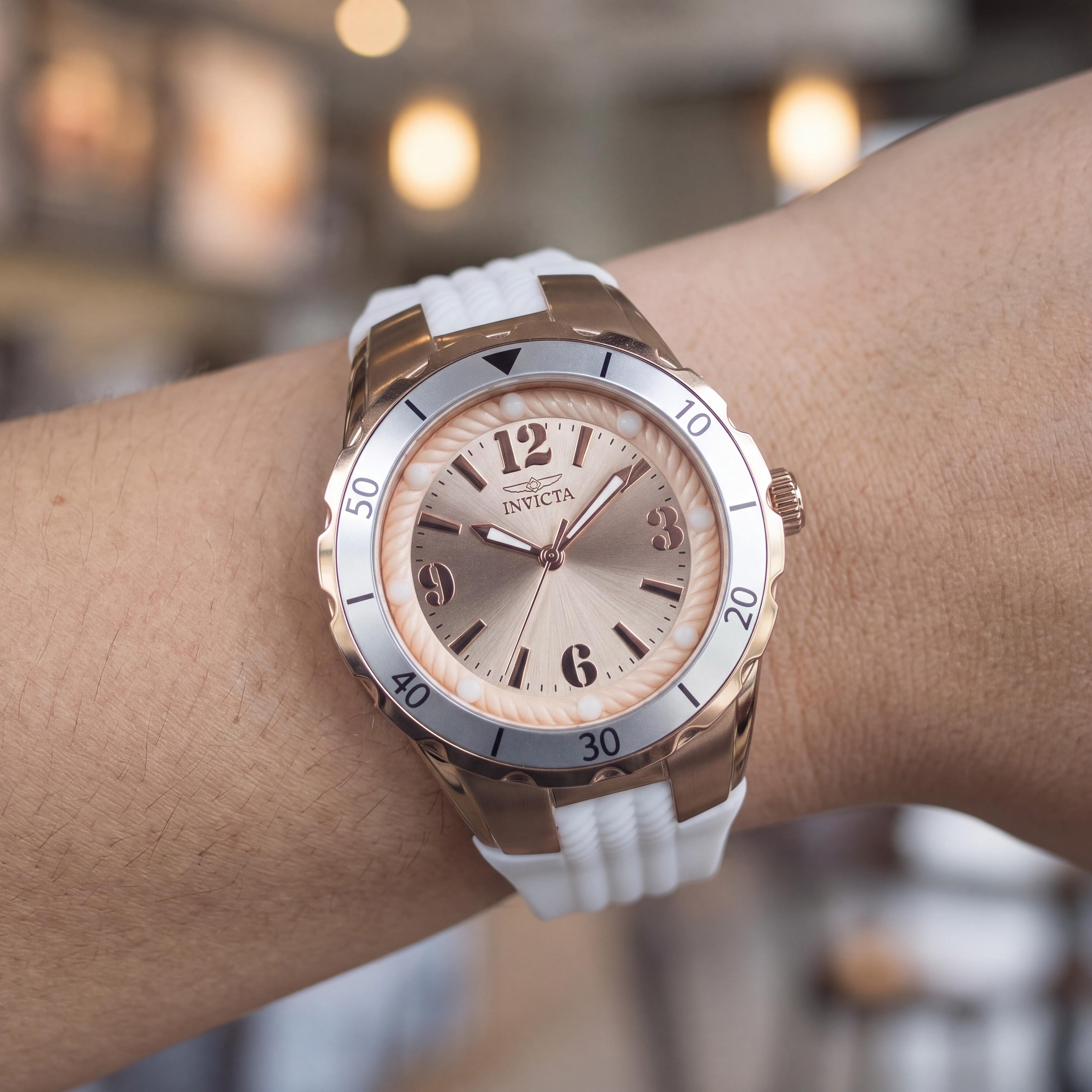 Invicta Angel 48853 Women's Rose-Gold Dial Stainless Steel Case Silicone Strap Quartz Watch 38mm, Photo 3