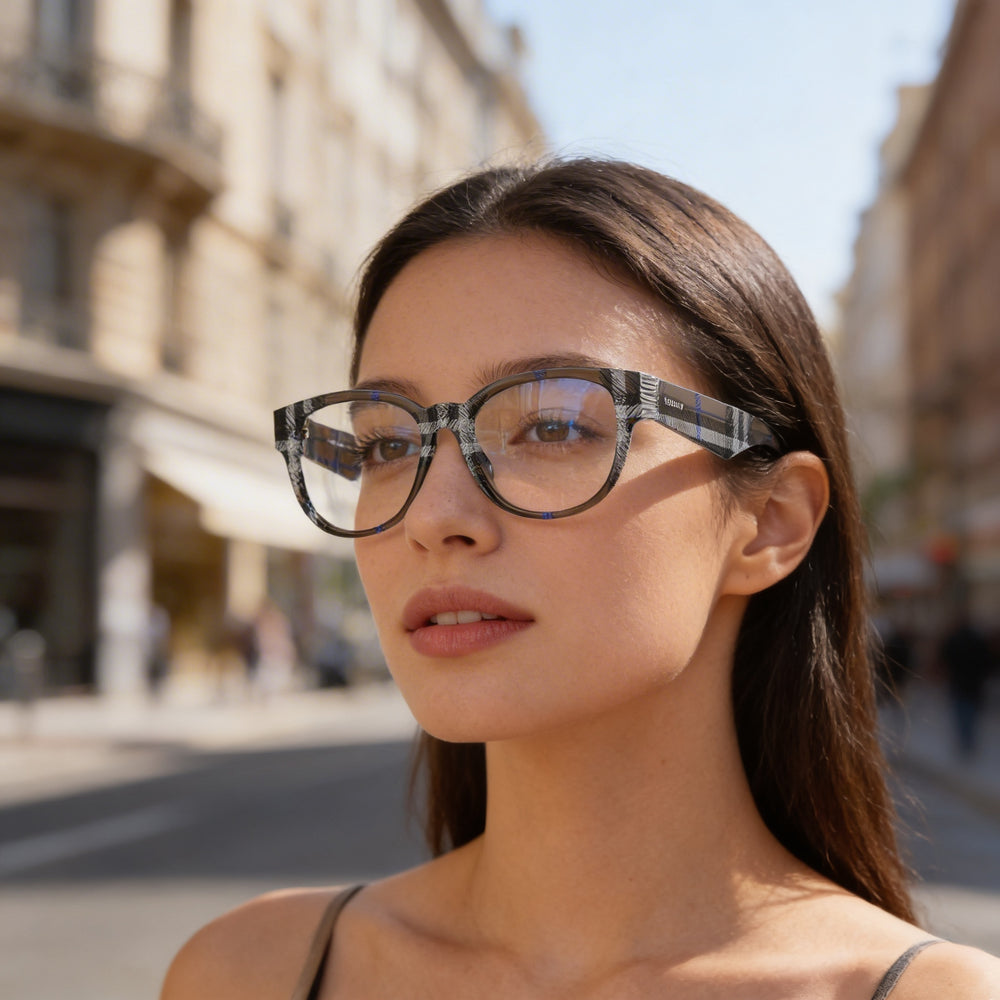 BURBERRY Classic Luxury Unisex Eyewear featuring Acetate Grey Frame and Clear Polycarbonate Lenses 53mm