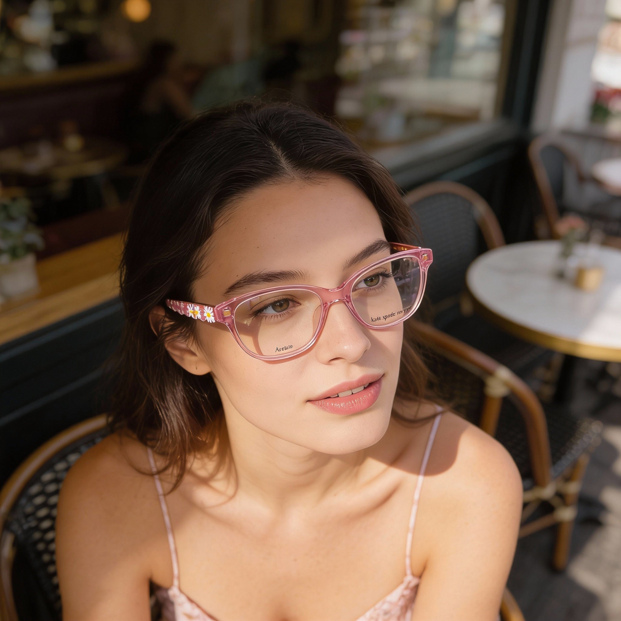 Montura moderna de acetato rosa transparente para mujer de Kate Spade New York con lentes en tonos rosa de 46 mm, Photo 6