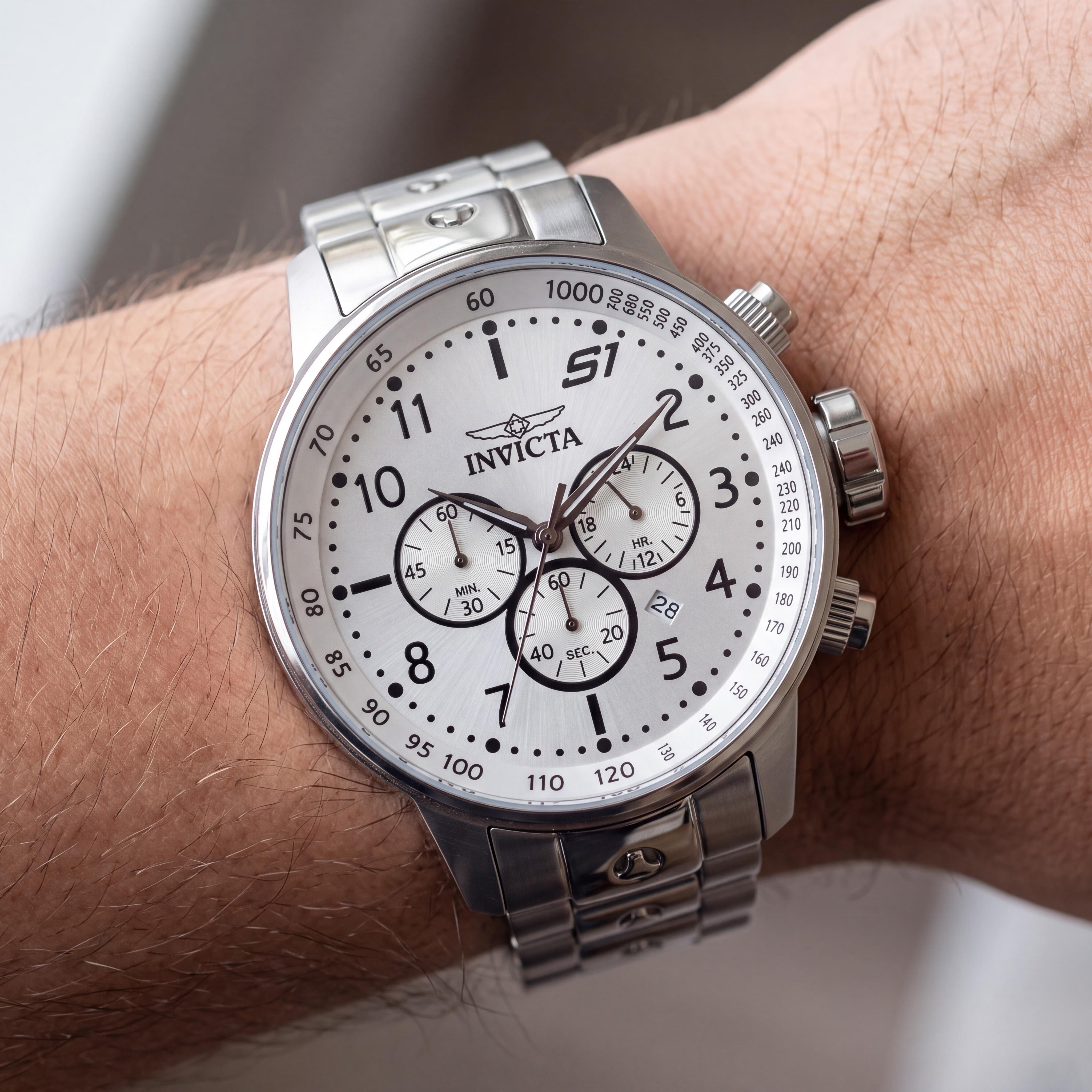 Invicta 23078 Quartz Watch Men's Chronograph with Silver Stainless Steel Case and Bracelet 49mm Case Diameter, Photo 3