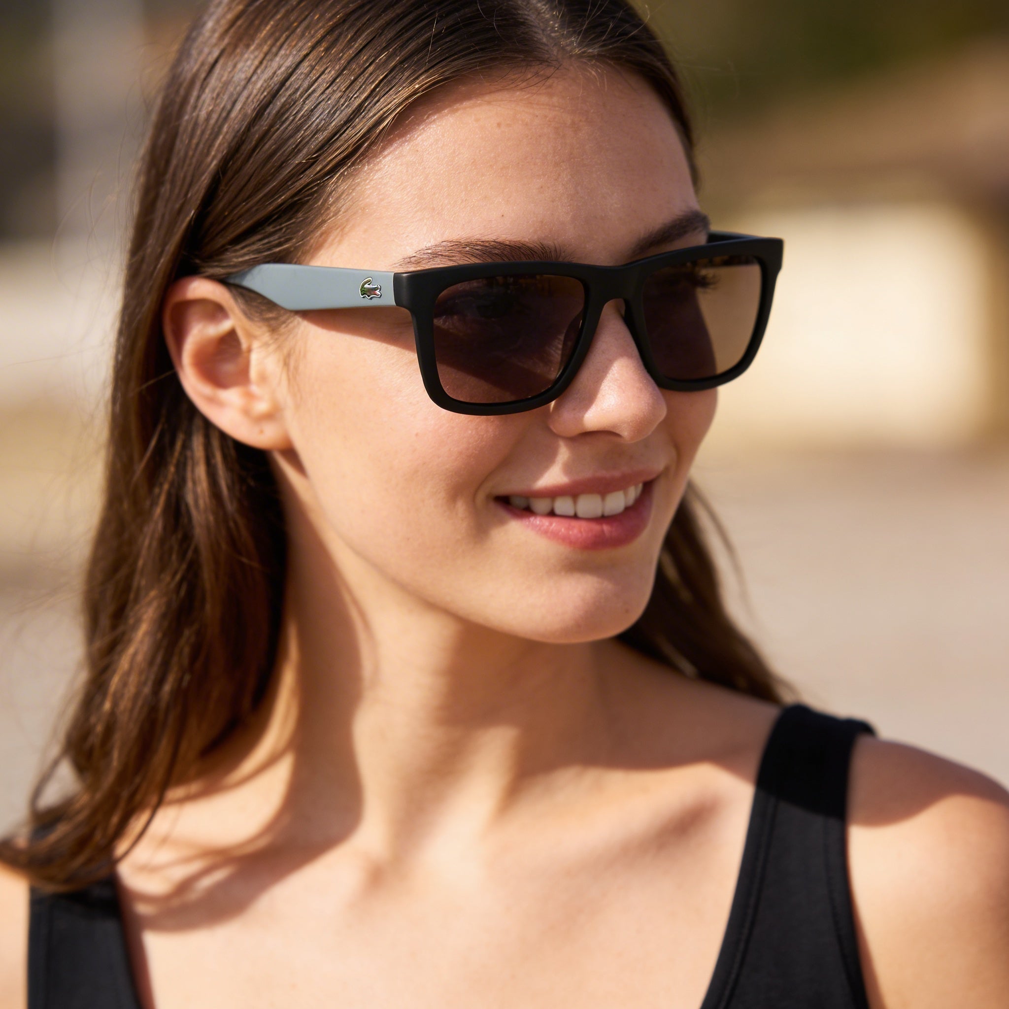 Lacoste Women's Classic Acetate Anti-Reflective Non-Polarized Sunglasses Matte Blue Navy Brown Lens 100% UV Protection 54mm, Photo 4
