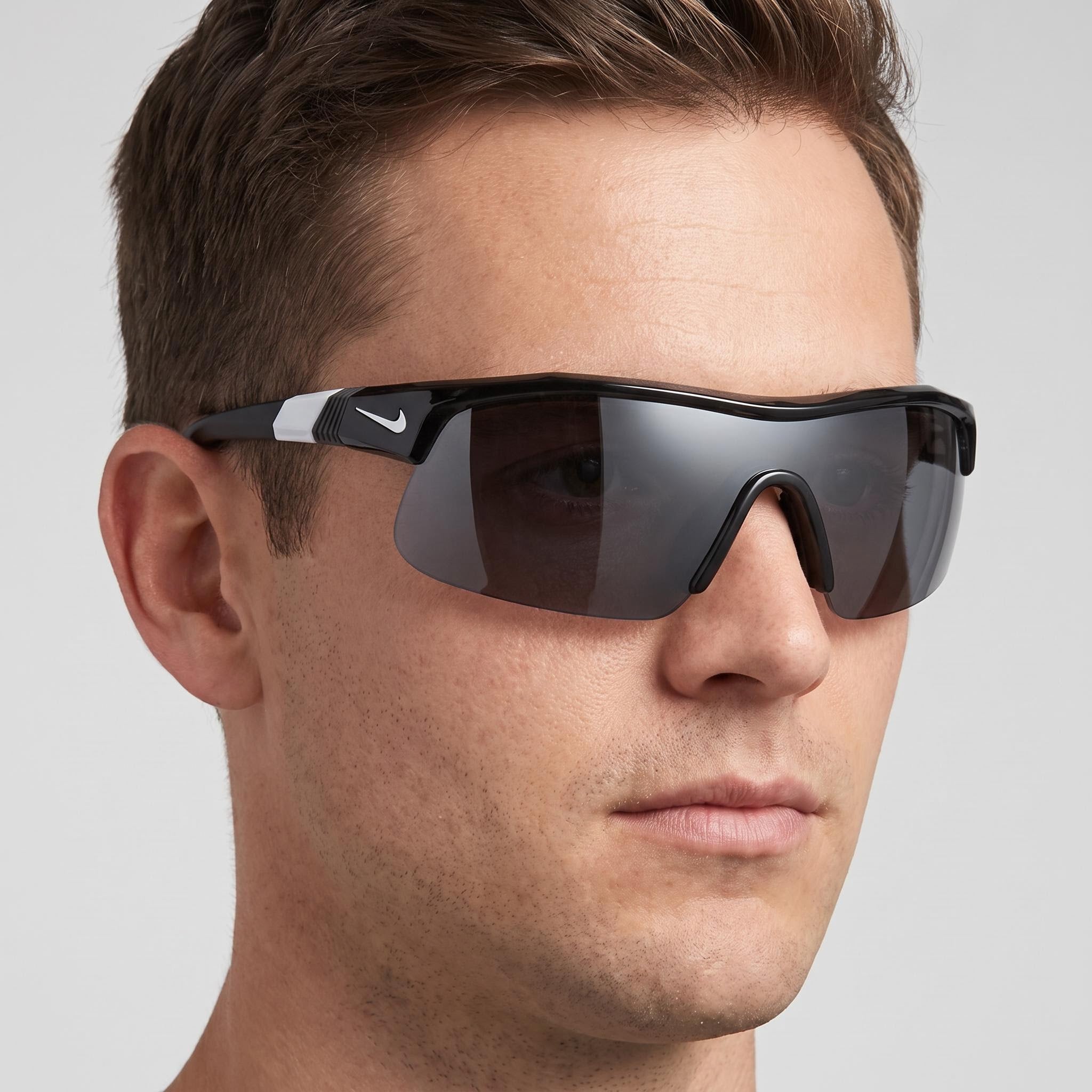 Nike Comtemporary Men's Plastic 100% UV Protection Sunglasses Black Silver Flash Frame, Silver Lenses 58mm, Photo 5