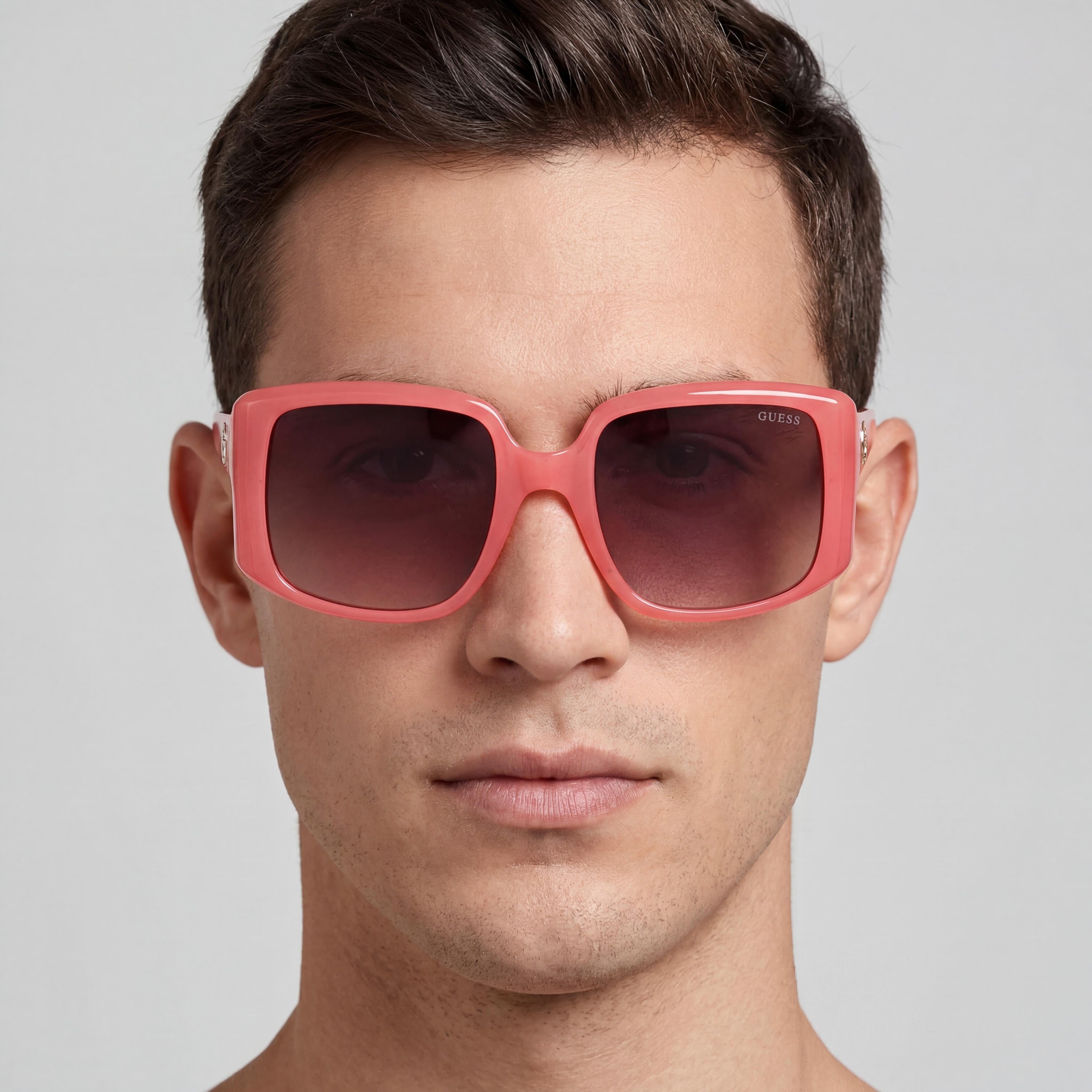 Gafas de sol Guess Modern para hombre, montura de plástico monocolor rosa, degradado, de policarbonato marrón, protección UV, 53 mm, Photo 4