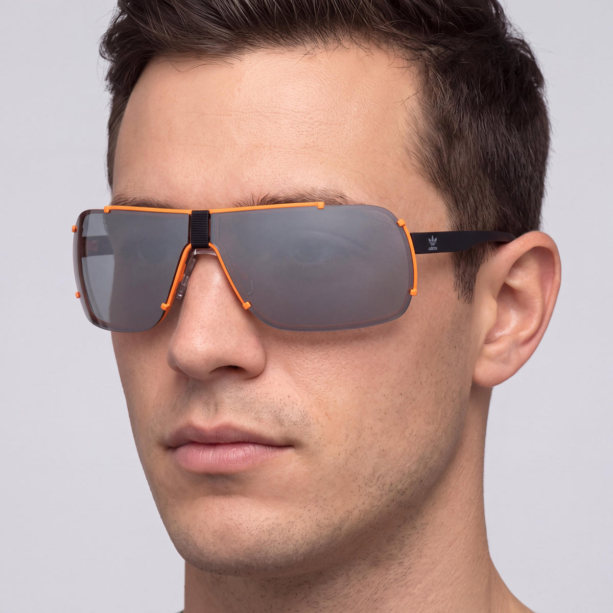 adidas Originals contemporáneo Lentes de Espejo Grises con Marco de Metal Negro y Naranja de Hombre Protección UV Gafas de Sol 75mm, Photo 4