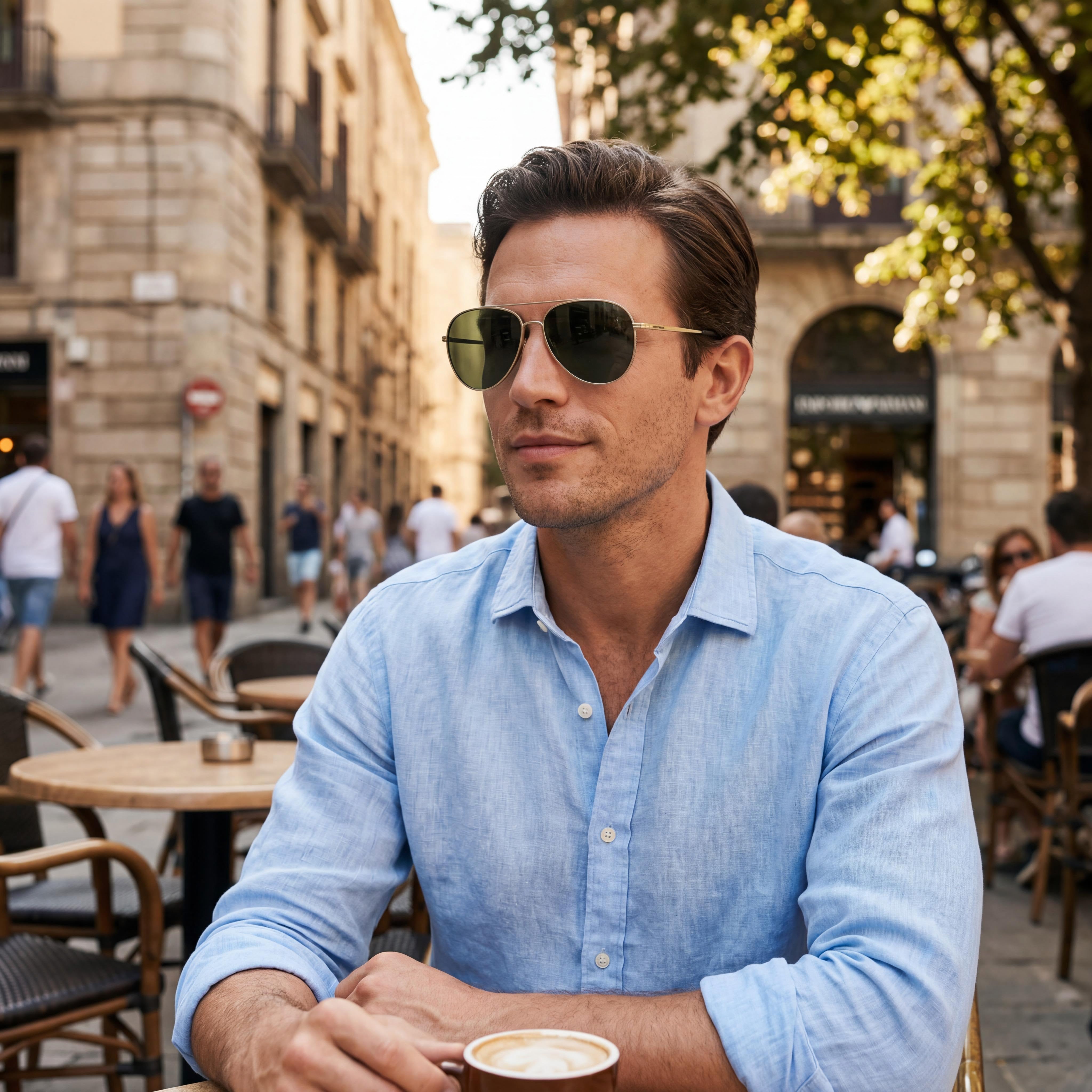 Emporio Armani Sports Men's Multi-Coloured Copper Frame Sunglasses, Dark Green Lenses, 60mm, Photo 6