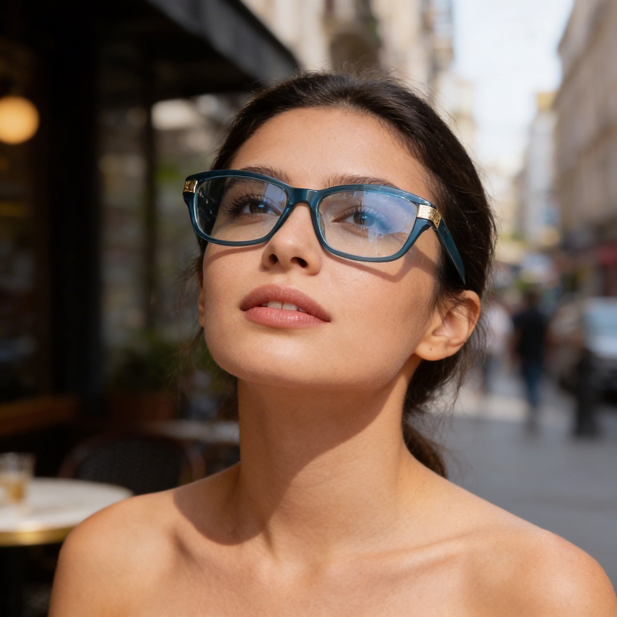 Gafas de sol Guess para mujer con montura de plástico moderna en turquesa brillante y lentes transparentes 54-16-140, Photo 4