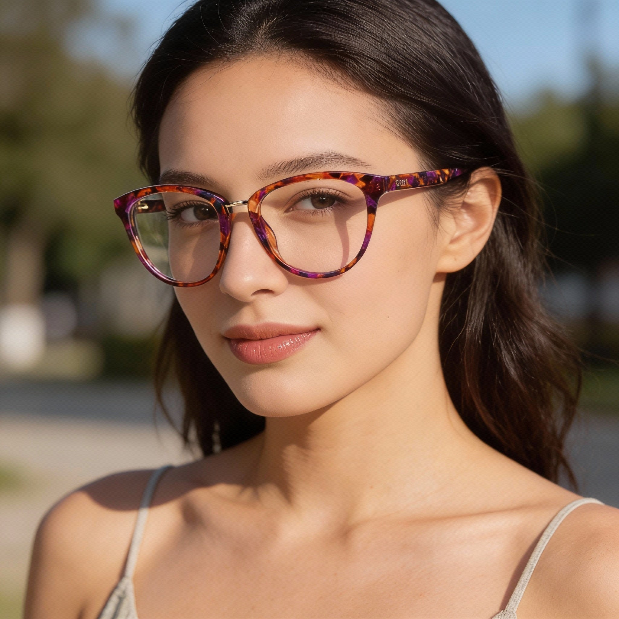 Smith Ambrey Tl4 Women's Full Rim Eyeglasses with Plastic Violet Havana Frame and Clear Lenses - 52mm, Photo 4