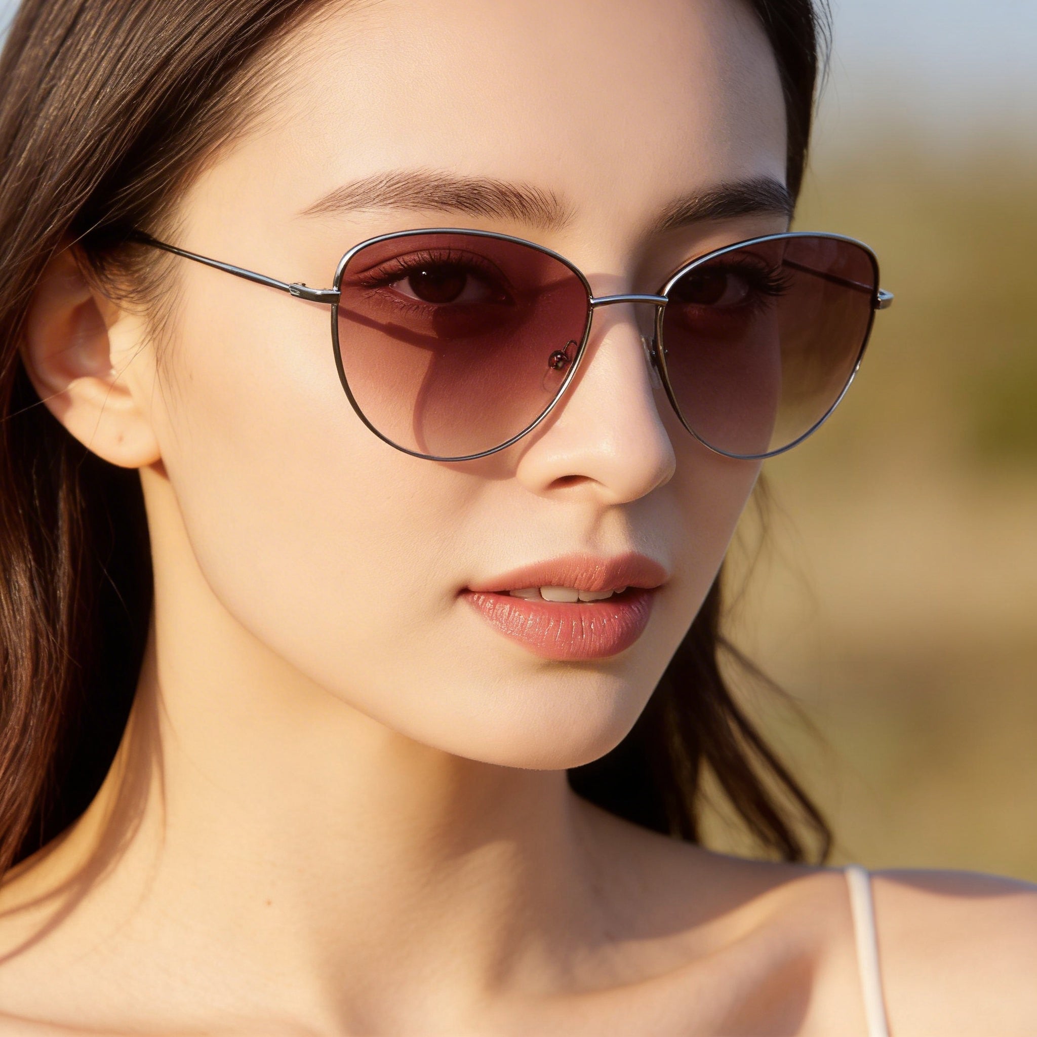 DKNY Women's Plum Metal Frame Sunglasses with Purple Gradient Lenses, 100% UV Protection, 56mm Lens Width, Photo 6