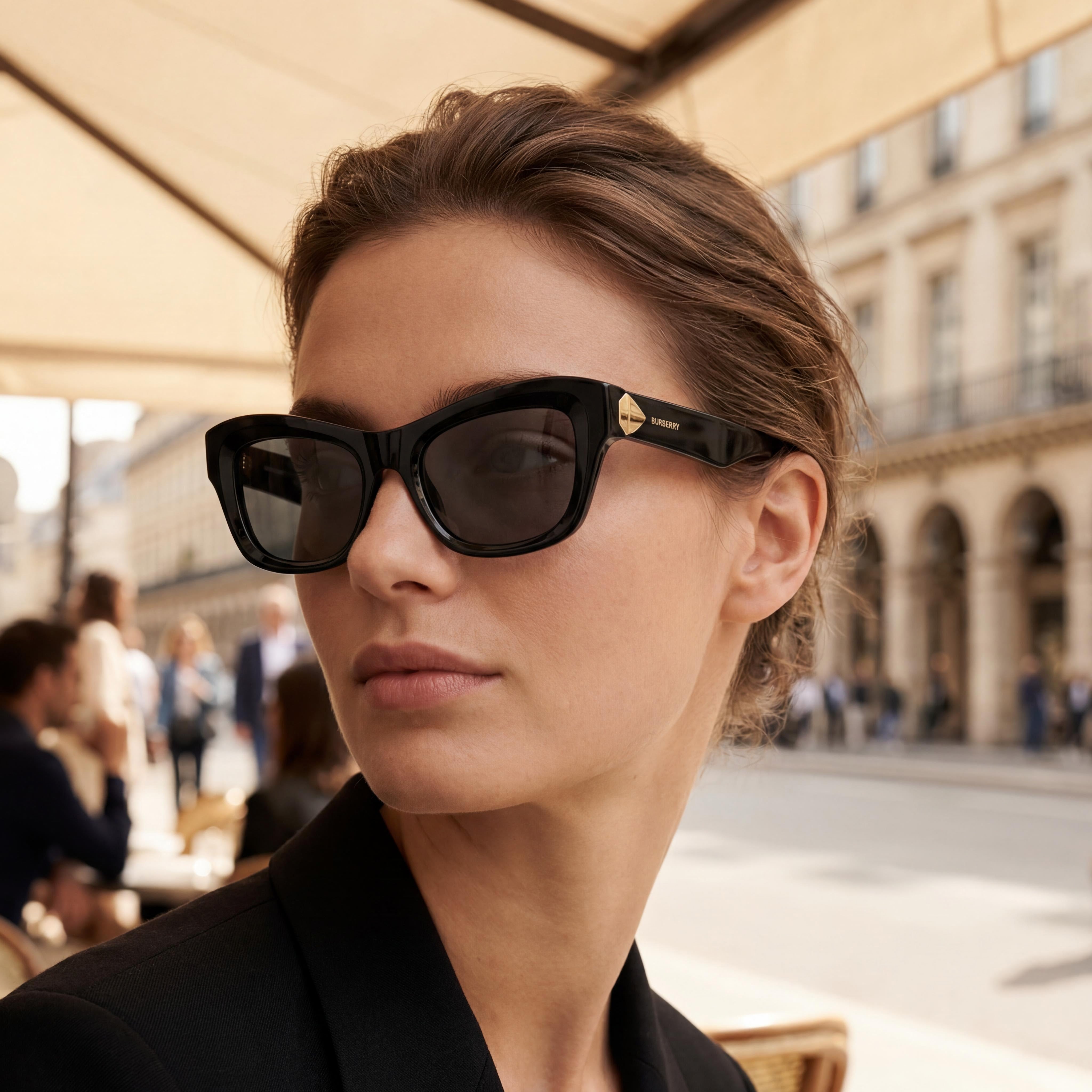 BURBERRY Be 4442u Unisex Black Dark Grey Acetate Cat Eye Sunglasses 51mm, Photo 6