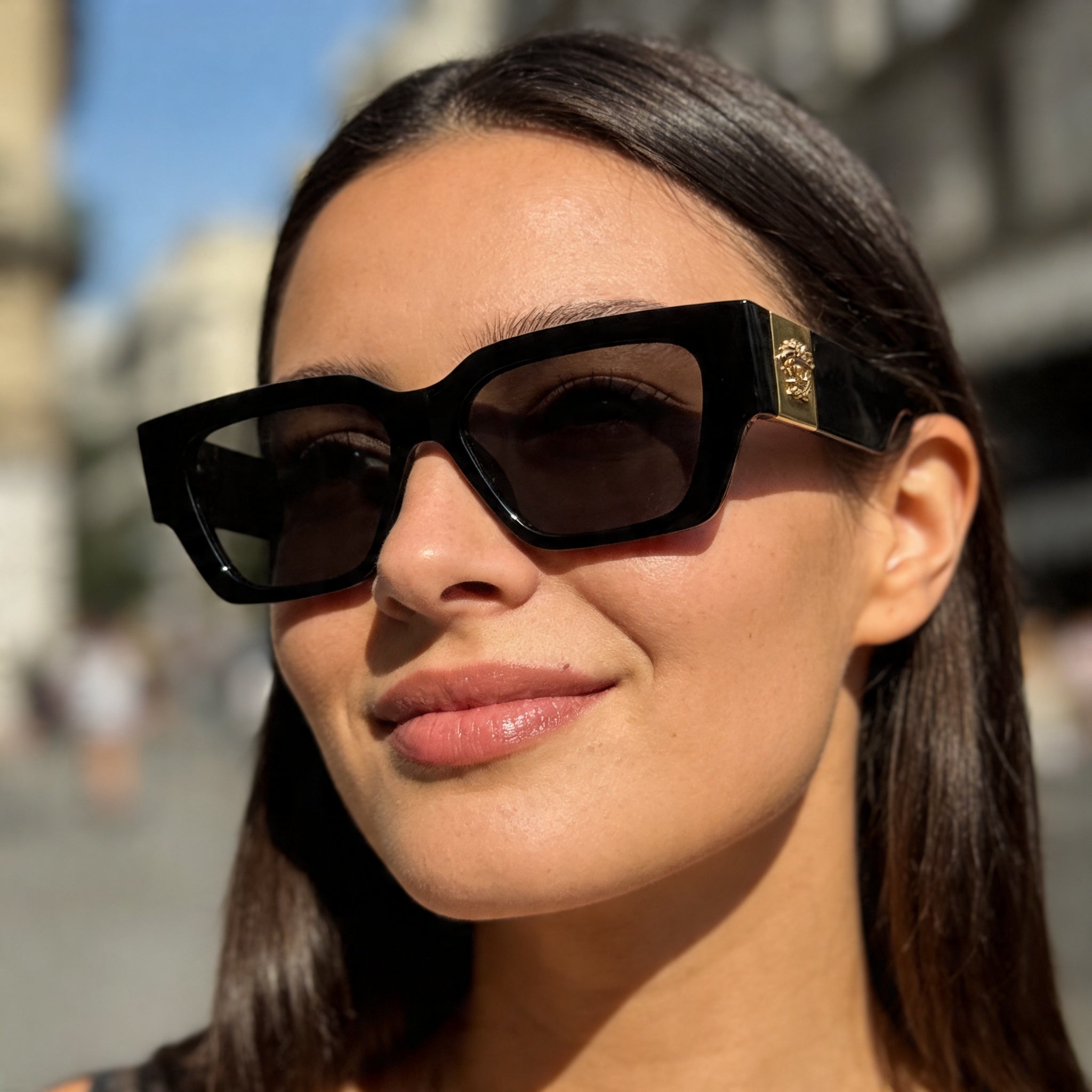 Gafas de sol inyectadas negras clásicas Versace para mujer 53 mm, Photo 6