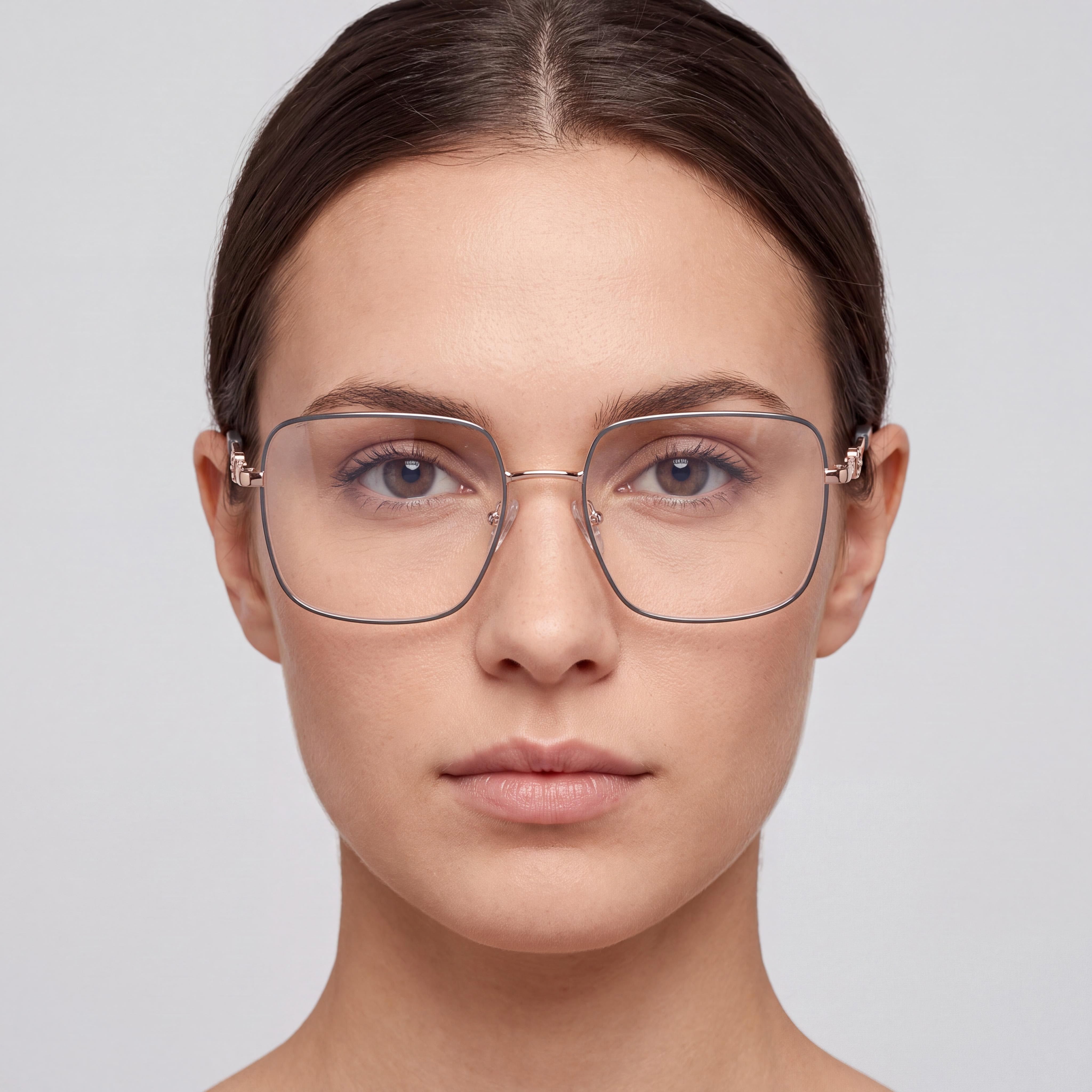 Gafas de mujer GUESS GU2953 con montura de metal gris brillante y lentes de policarbonato transparente, ancho de lente 140 mm, Photo 4