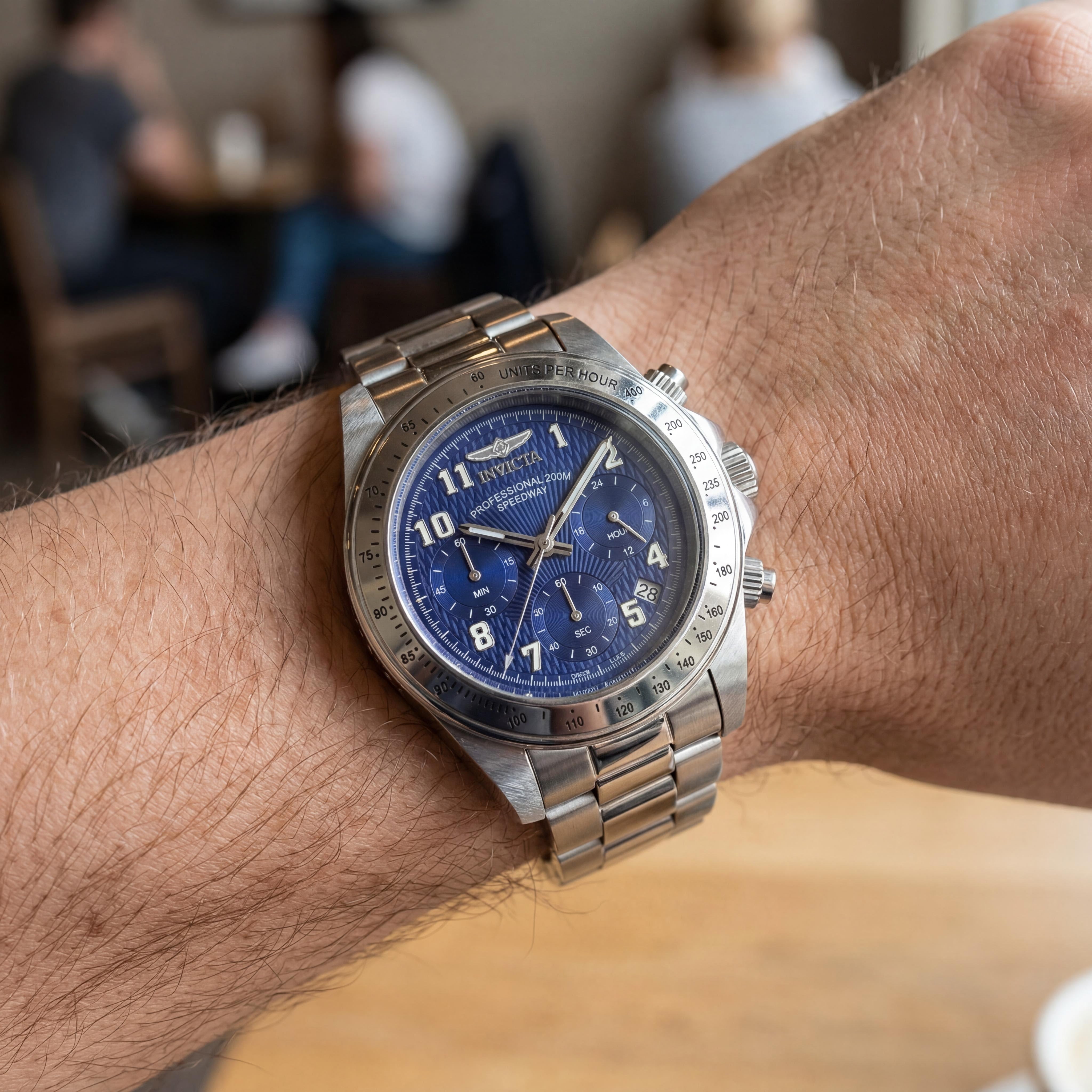 Invicta Men's Speedway 17024 Chronograph Quartz Watch, 39mm Stainless Steel Silver Case, Blue Dial, Photo 4