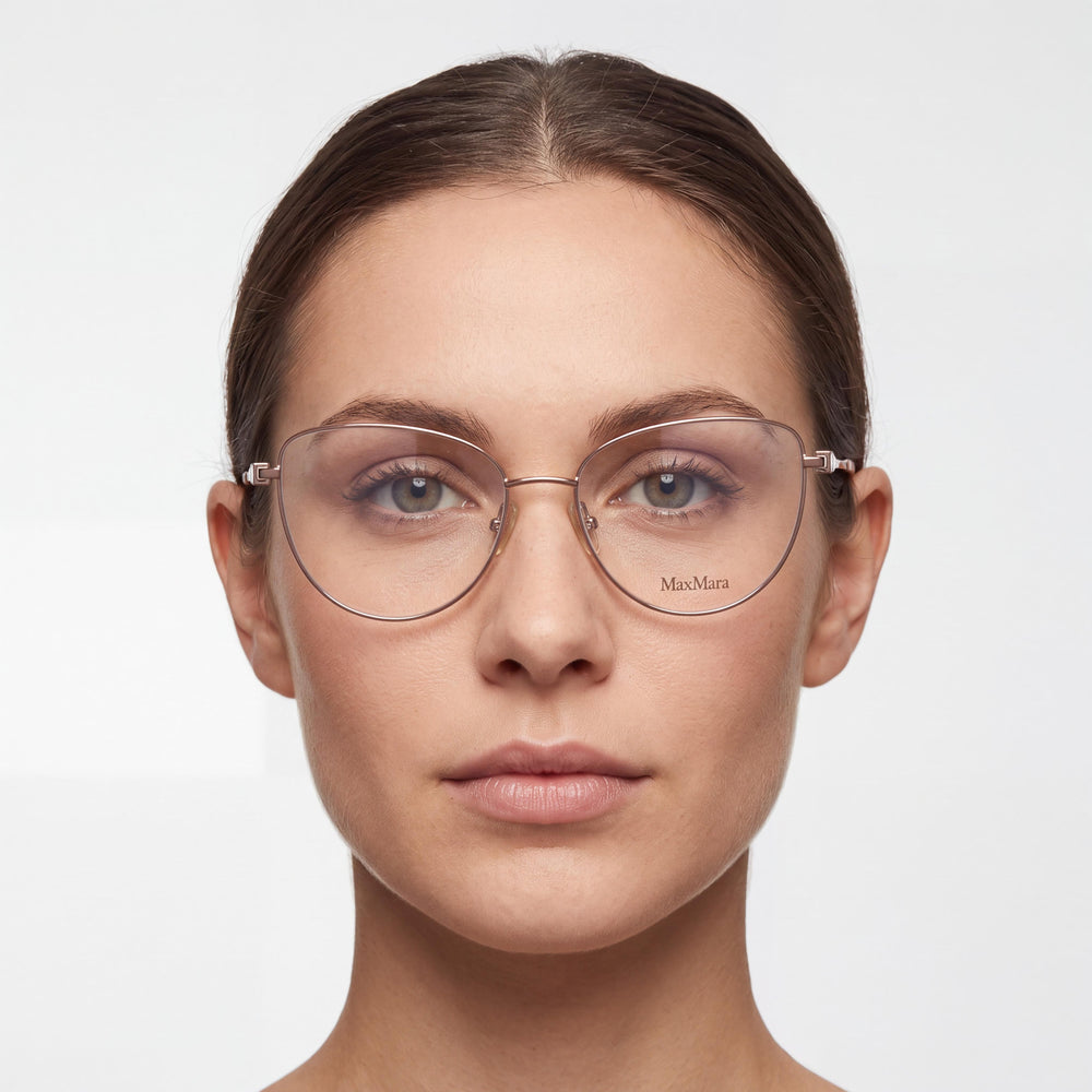 MaxMara Casual Women's Eyeglasses with Metal Frame in Light Bronze Finish, featuring a 53-16-140 Size