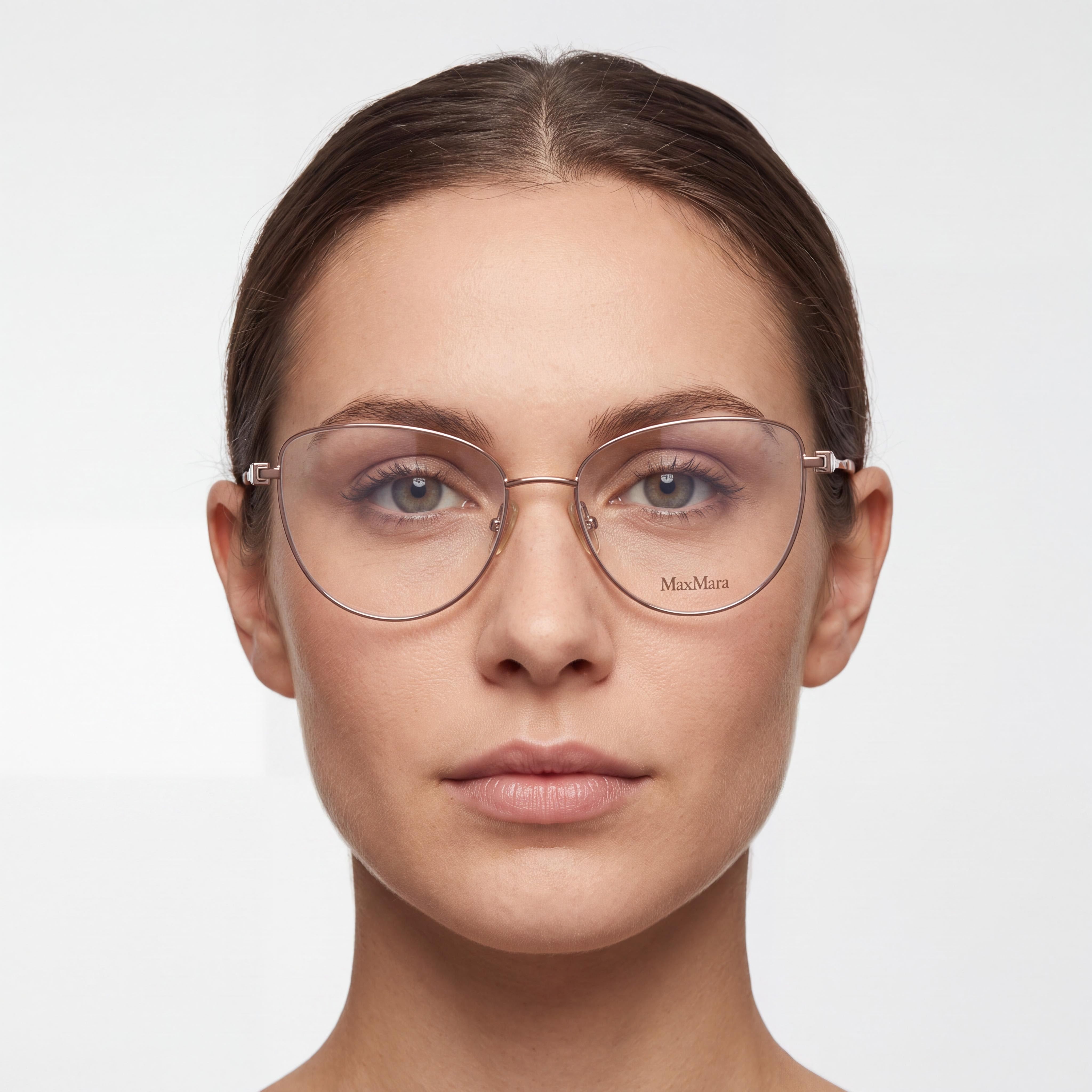 Gafas casuales de mujer MaxMara con montura de metal en acabado bronce claro, tamaño 53-16-140, Photo 3