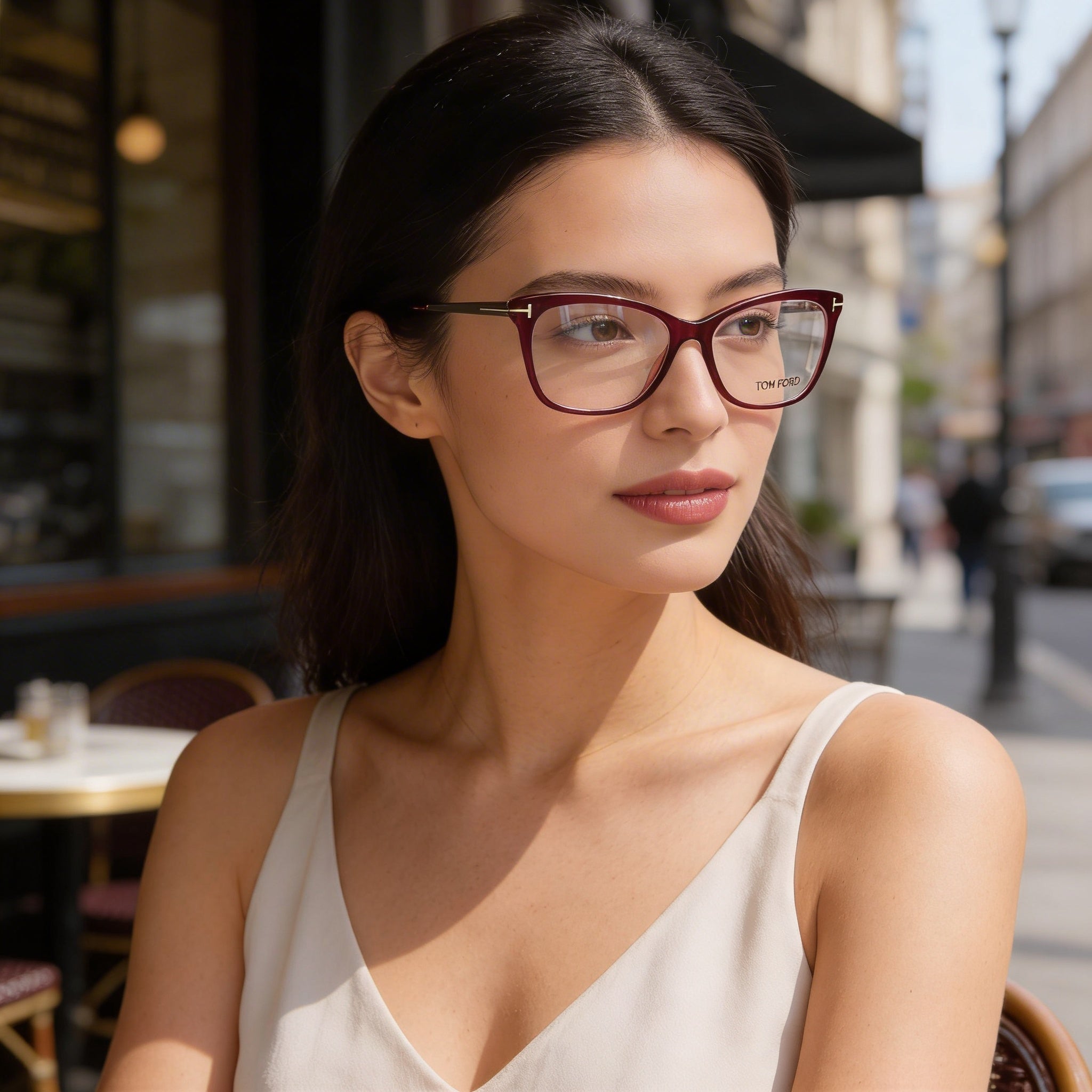 Tom Ford Ft5353 Women's Full Rim Plastic Eyeglasses Frame in Bordeaux Palladium, Lens Width 54mm, Photo 5