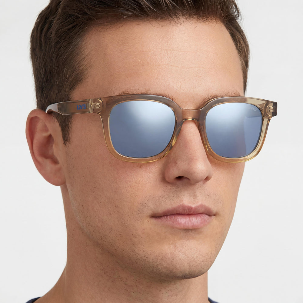 Levi's Lv 1010/S Unisex Marrón Plastic Gold Mirrored Non-Polarized UV Protection Sunglasses 48-21-145