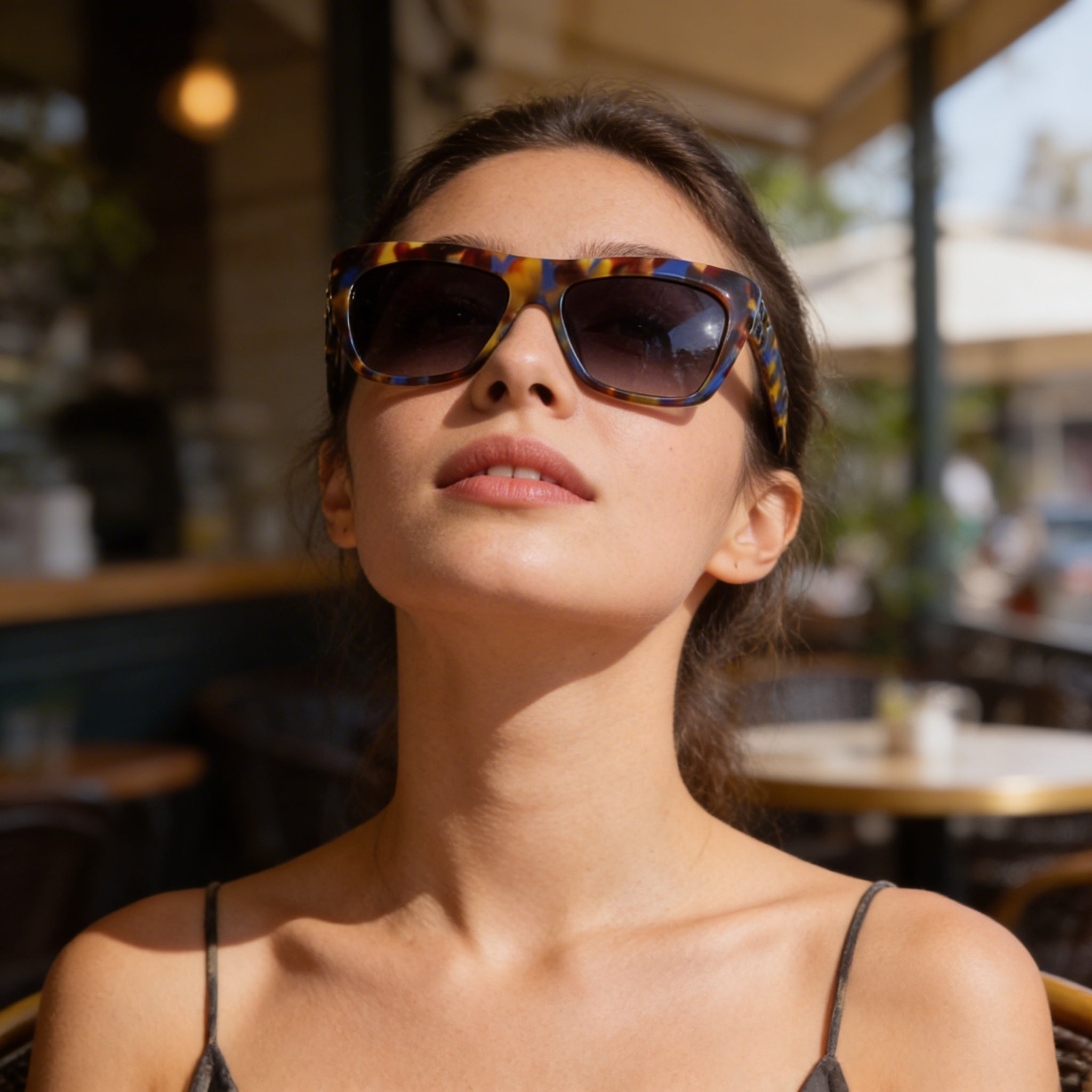 L.A.M.B. Square Women's Blue Tortoise Acetate Full Rim Brown Non-Polarized Sunglasses 56-16-135, Photo 5
