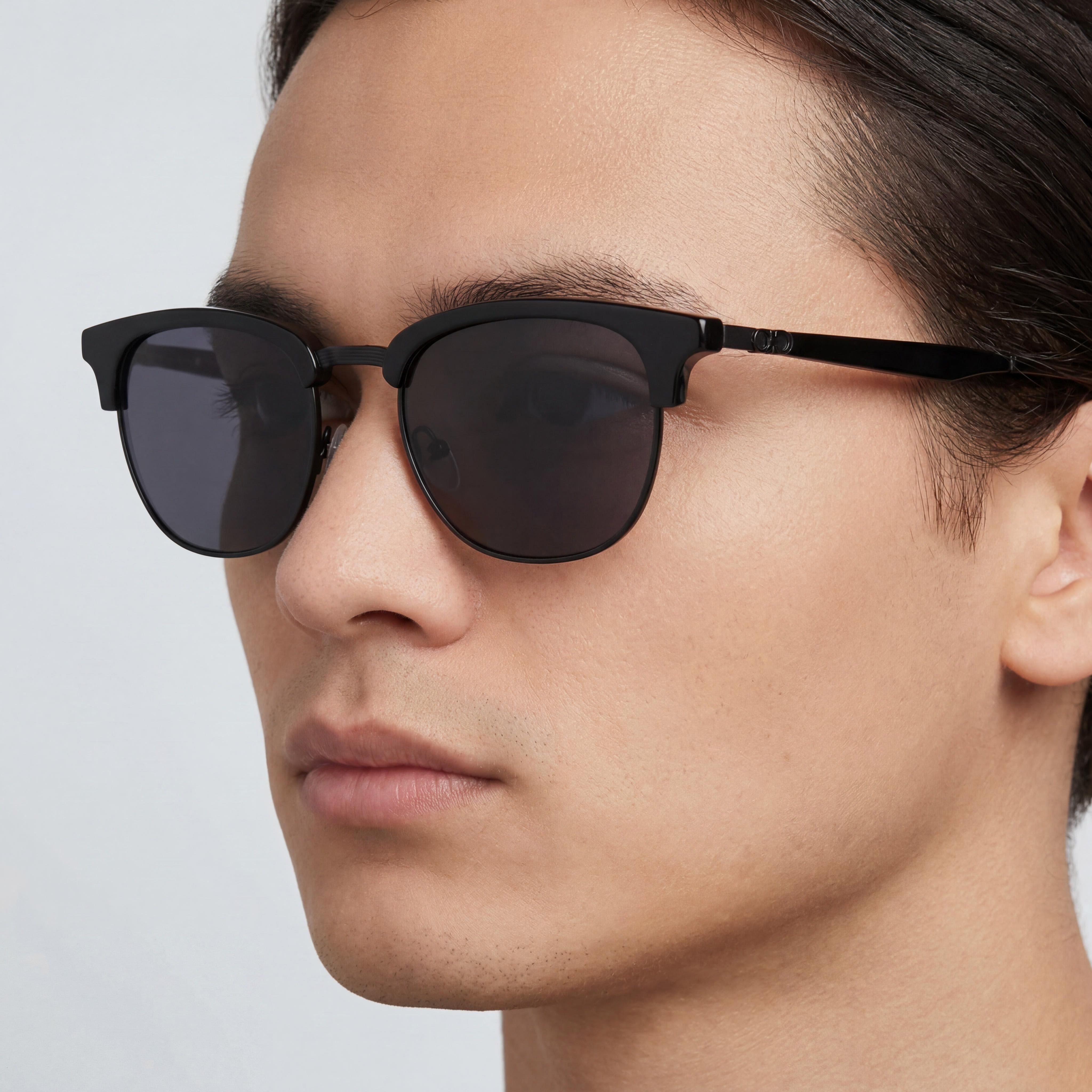 Salvatore Ferragamo Elegant Unisex Black Gray Metallo Frame, Grey Blue Lens, 53mm UV Protected Non-Polarized Eyewear, Photo 5