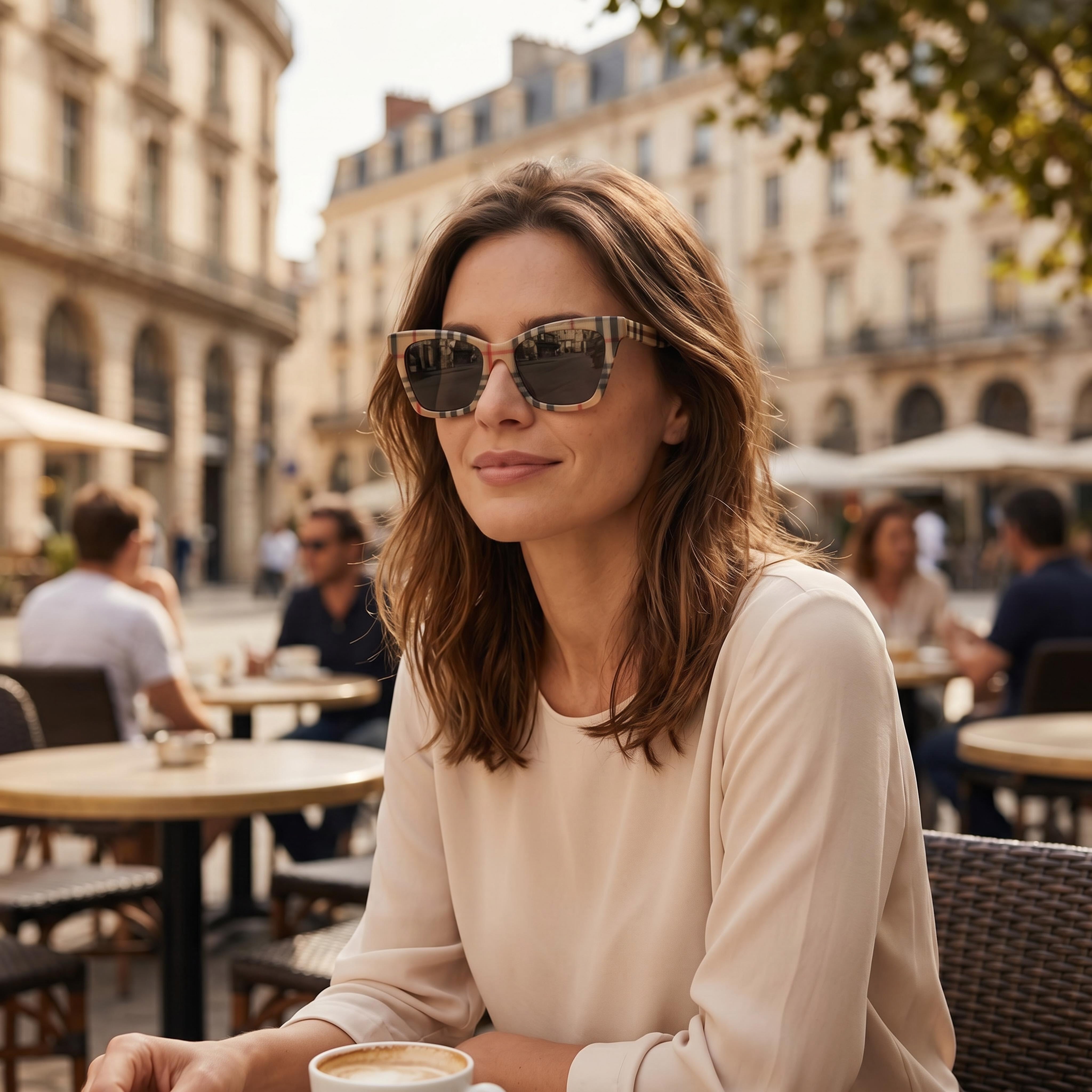 Gafas de sol BURBERRY para mujer Be 4346 con montura de plástico a cuadros Vintage, lente gris de 53 mm, protección UV y aptas para lentes graduadas, Photo 6