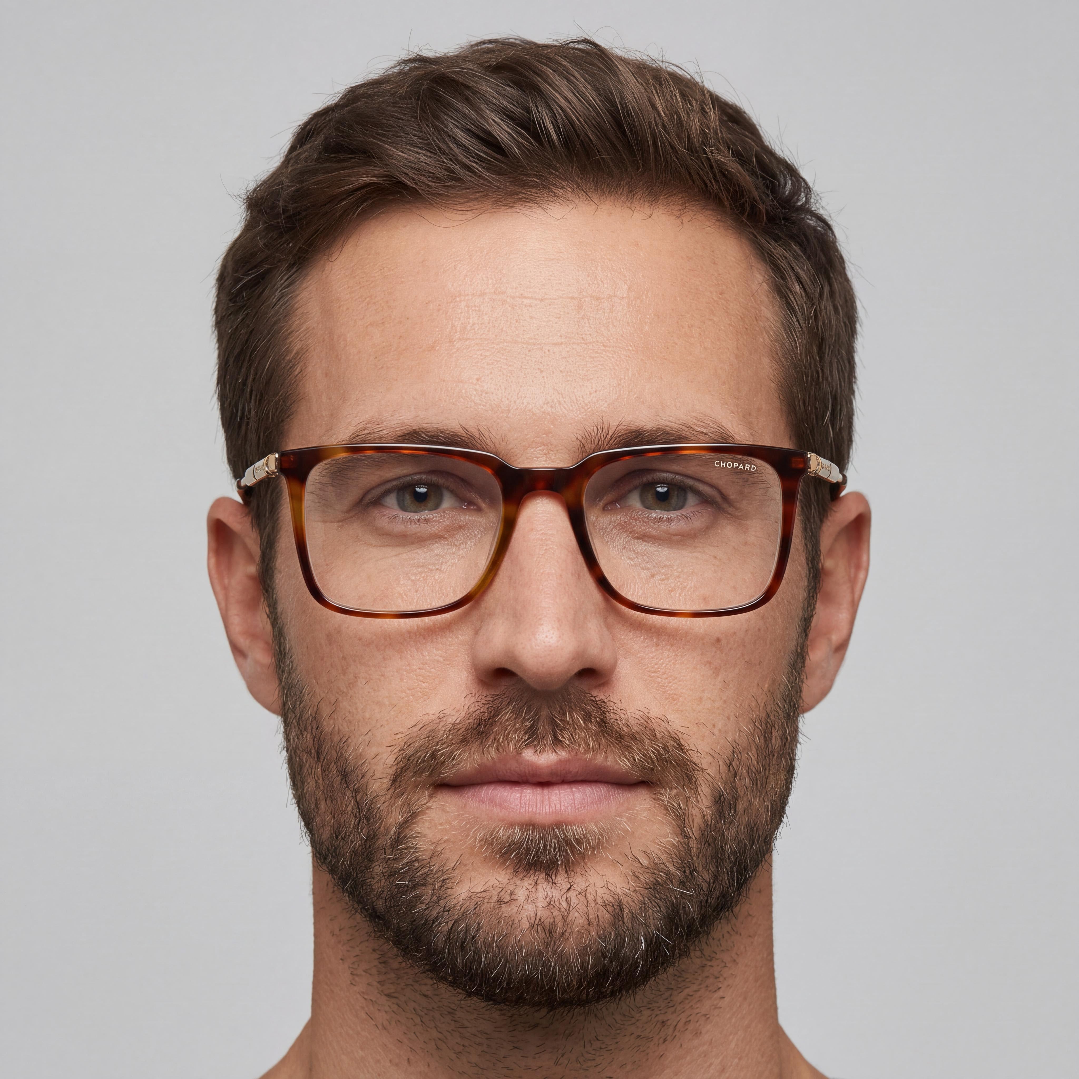 Chopard Modern Unisex Red Havana Acetate & Metal Full Rim Rectangle Clear Lens Eyeglasses 53mm, Photo 4