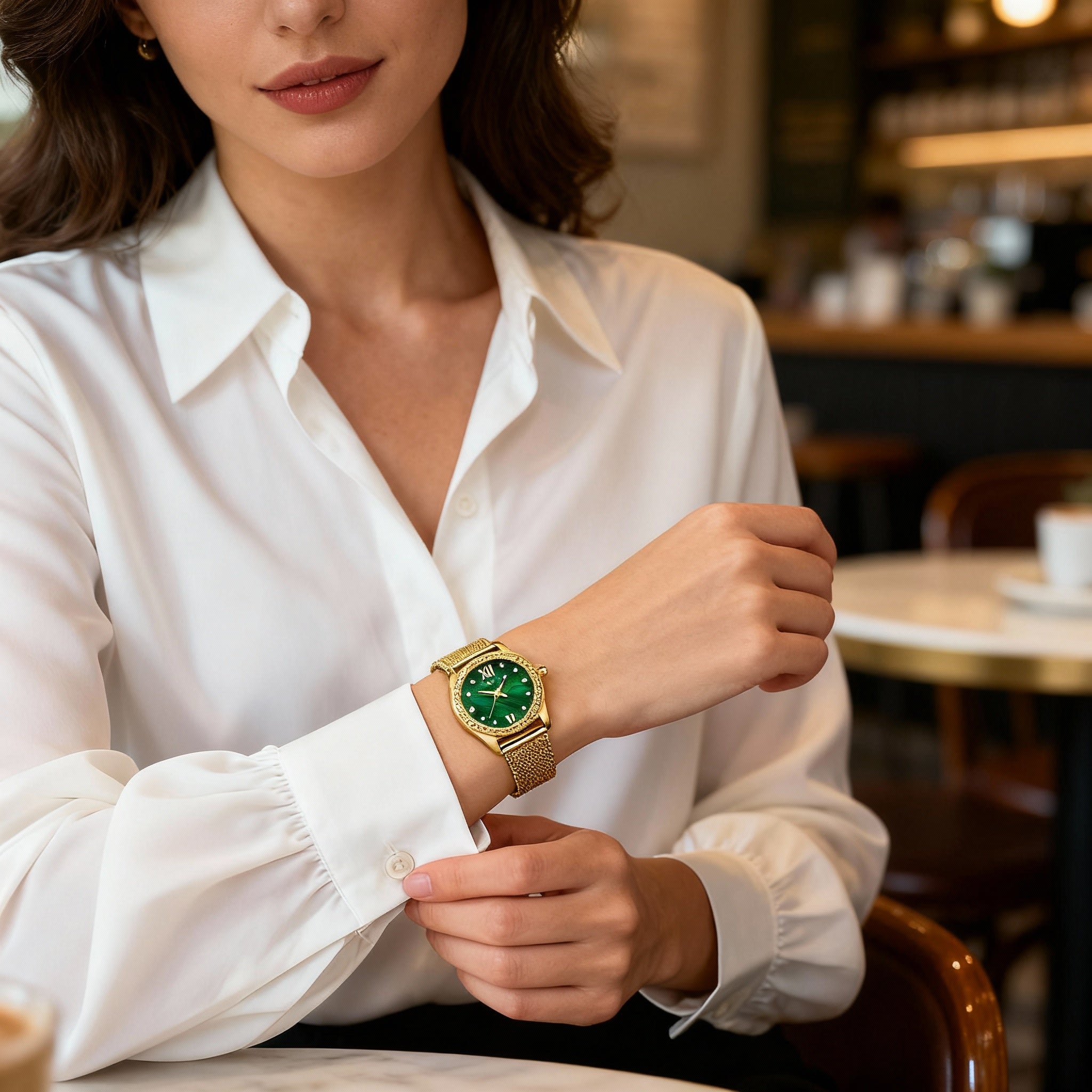 Just Cavalli Animalier Bracelet Women's 30mm Yellow Gold Stainless Steel Quartz Watch, Bottle Green Dial, Arabic Numerals, Photo 4