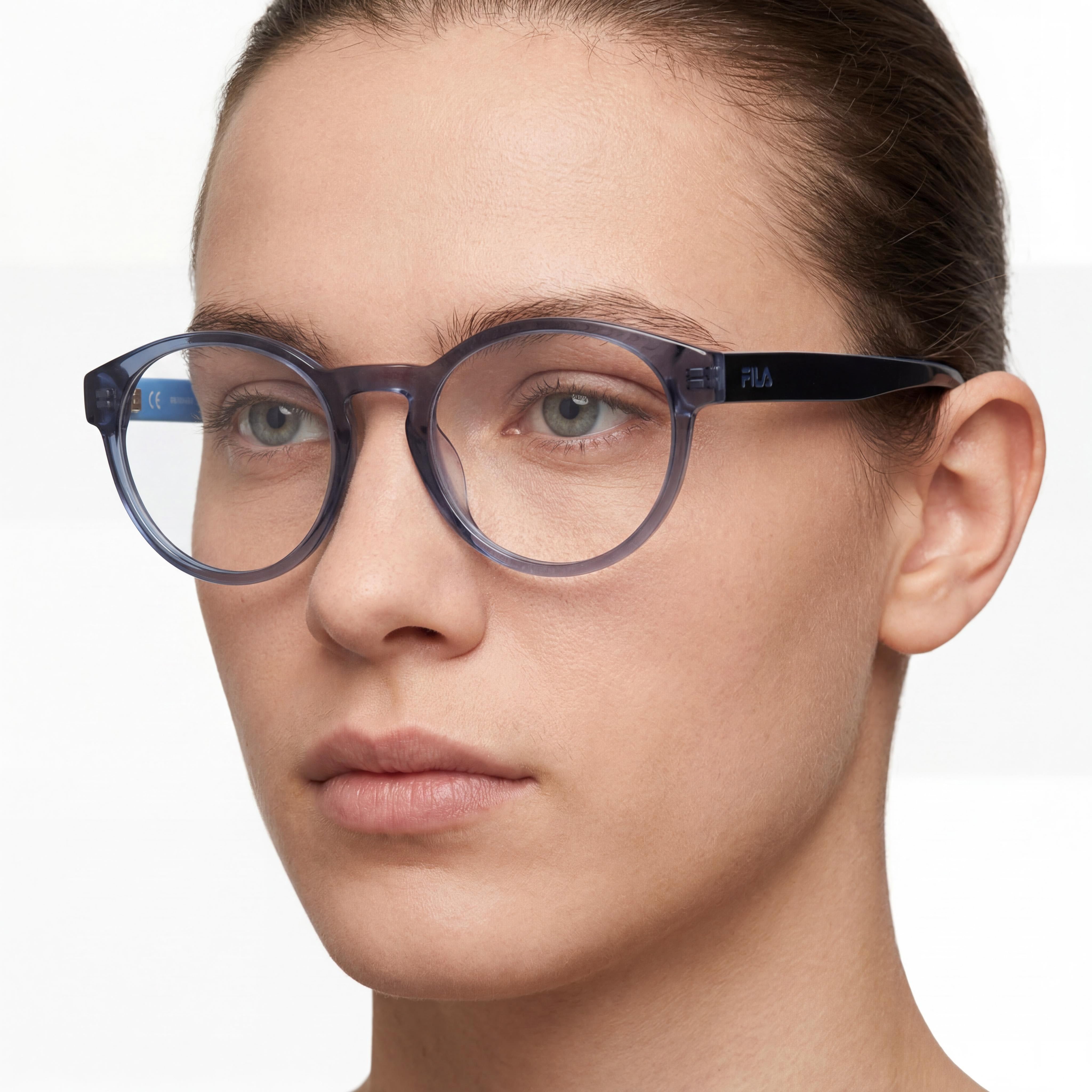 FILA Modern Unisex Cellulose Acetate Eyewear Frames in Transparent Blue with 50mm Lens Width, Photo 4