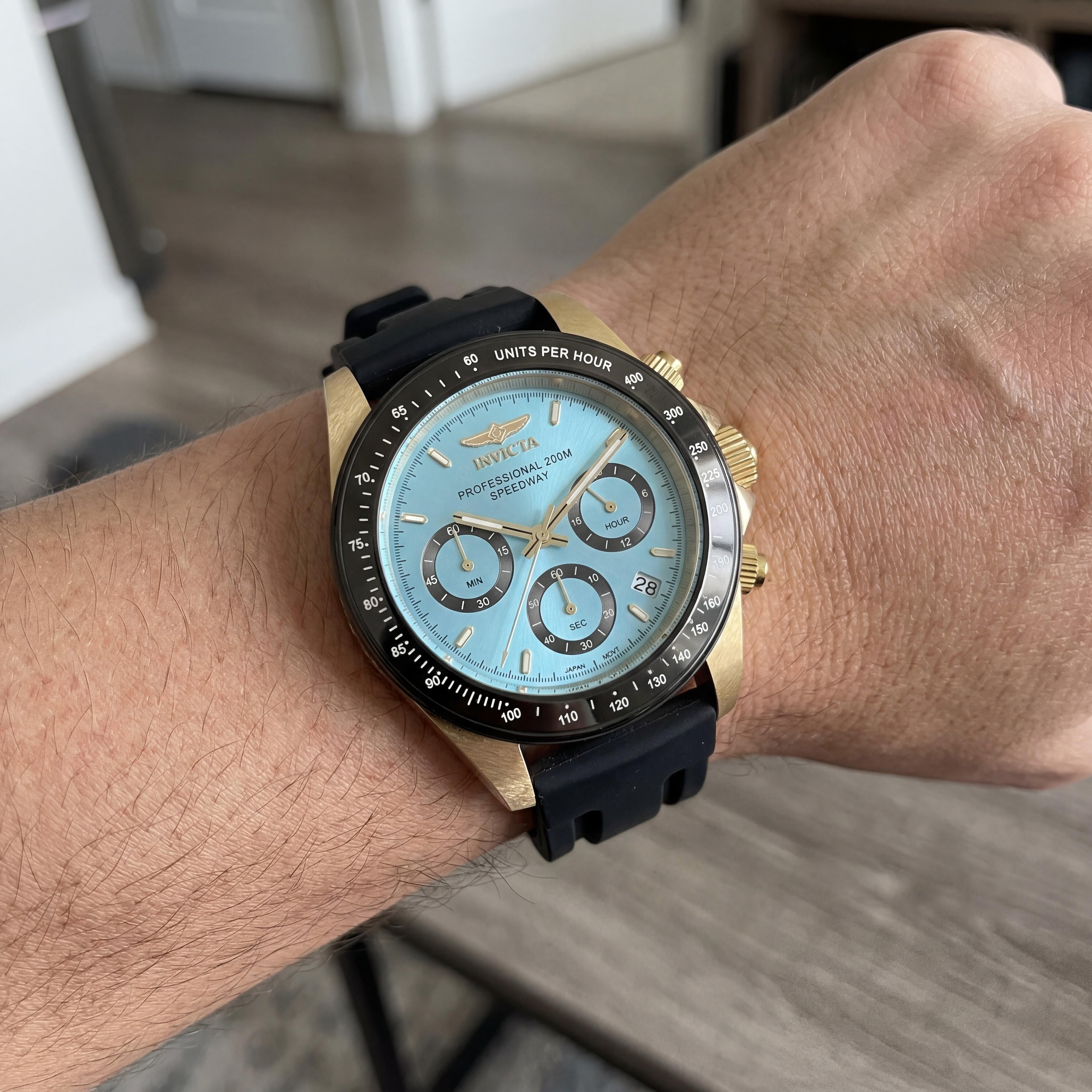 Invicta Speedway 50491 Men's 39mm Quartz Chronograph Stainless Steel Blue Dial Silicone Strap Watch, Photo 4