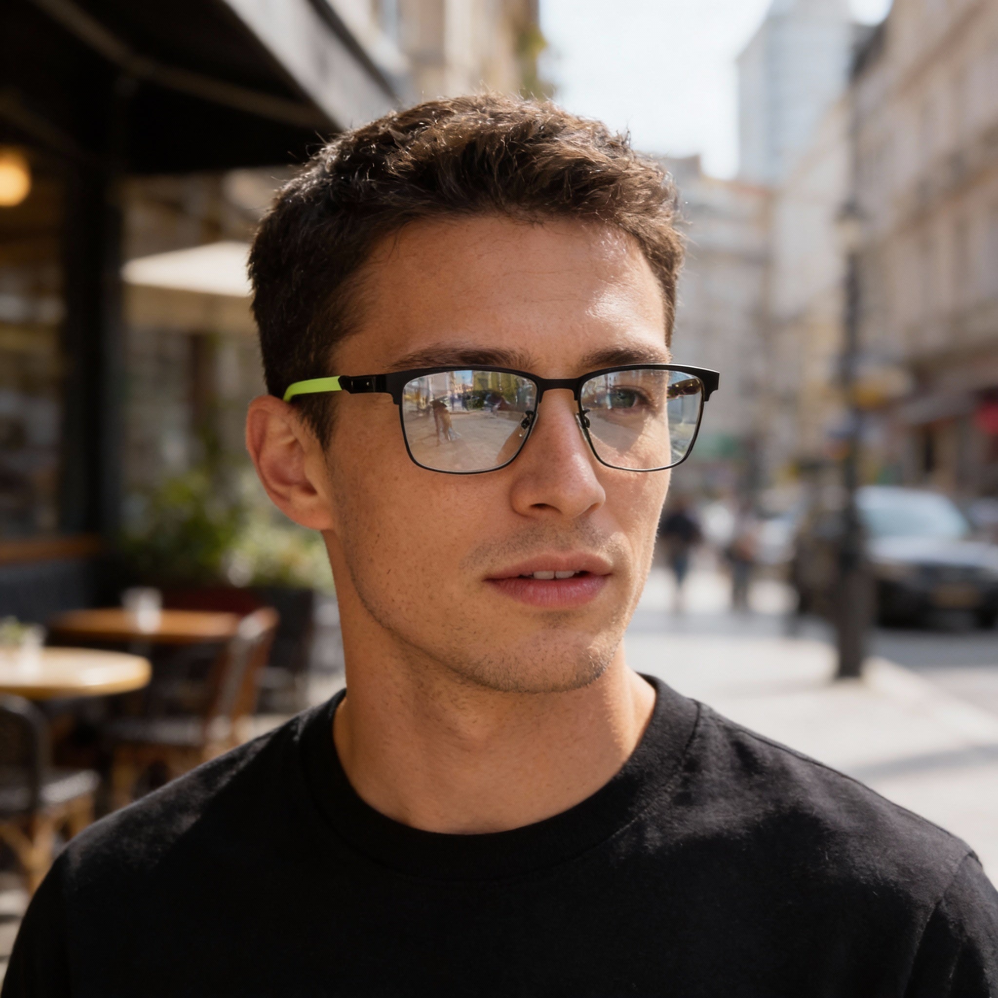 Gafas adidas Navigator con montura metálica para hombre con acabado en negro mate y verde claro mate, 55 mm, Photo 4