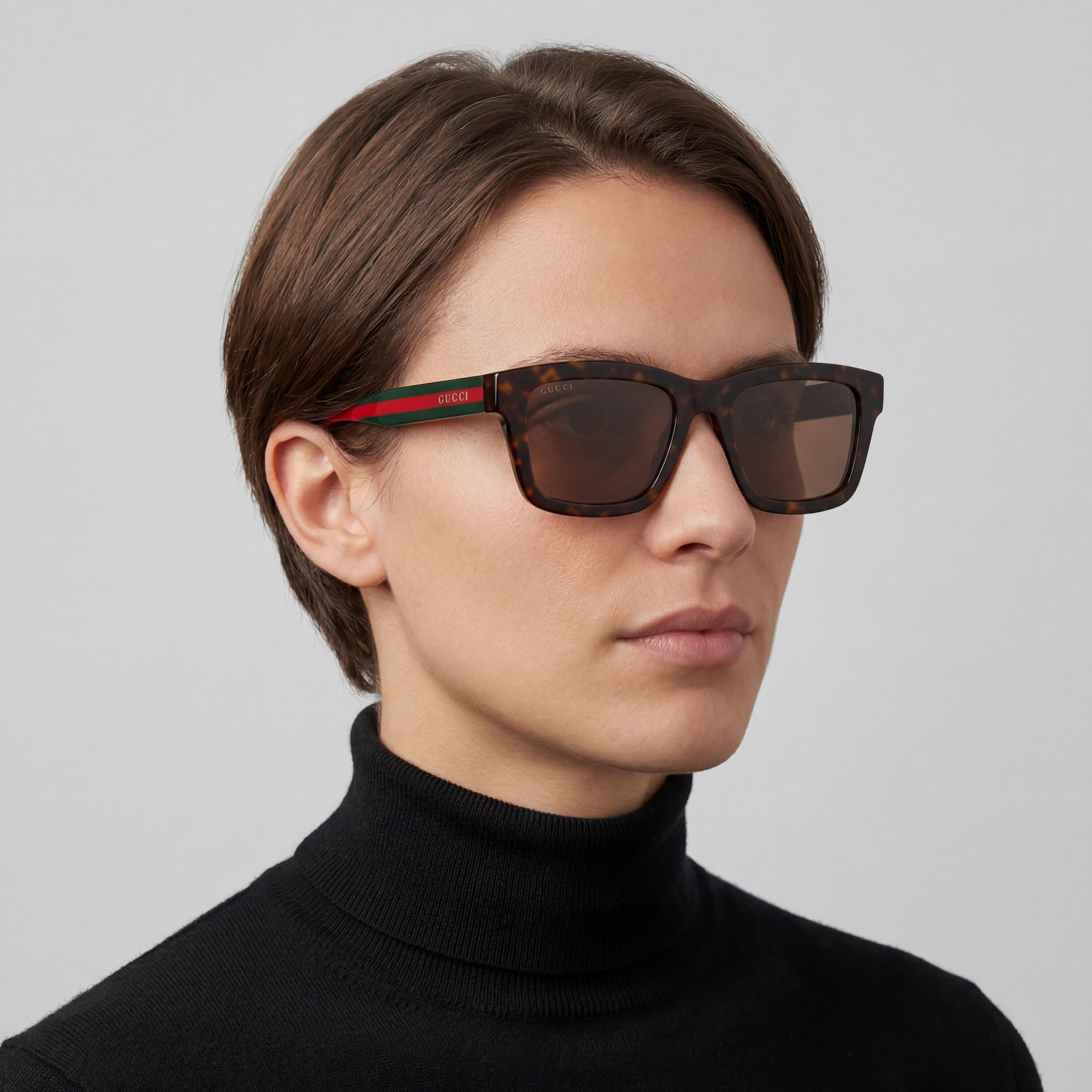 Gucci Modern Unisex Black Frame Black Lens Sunglasses, Photo 4