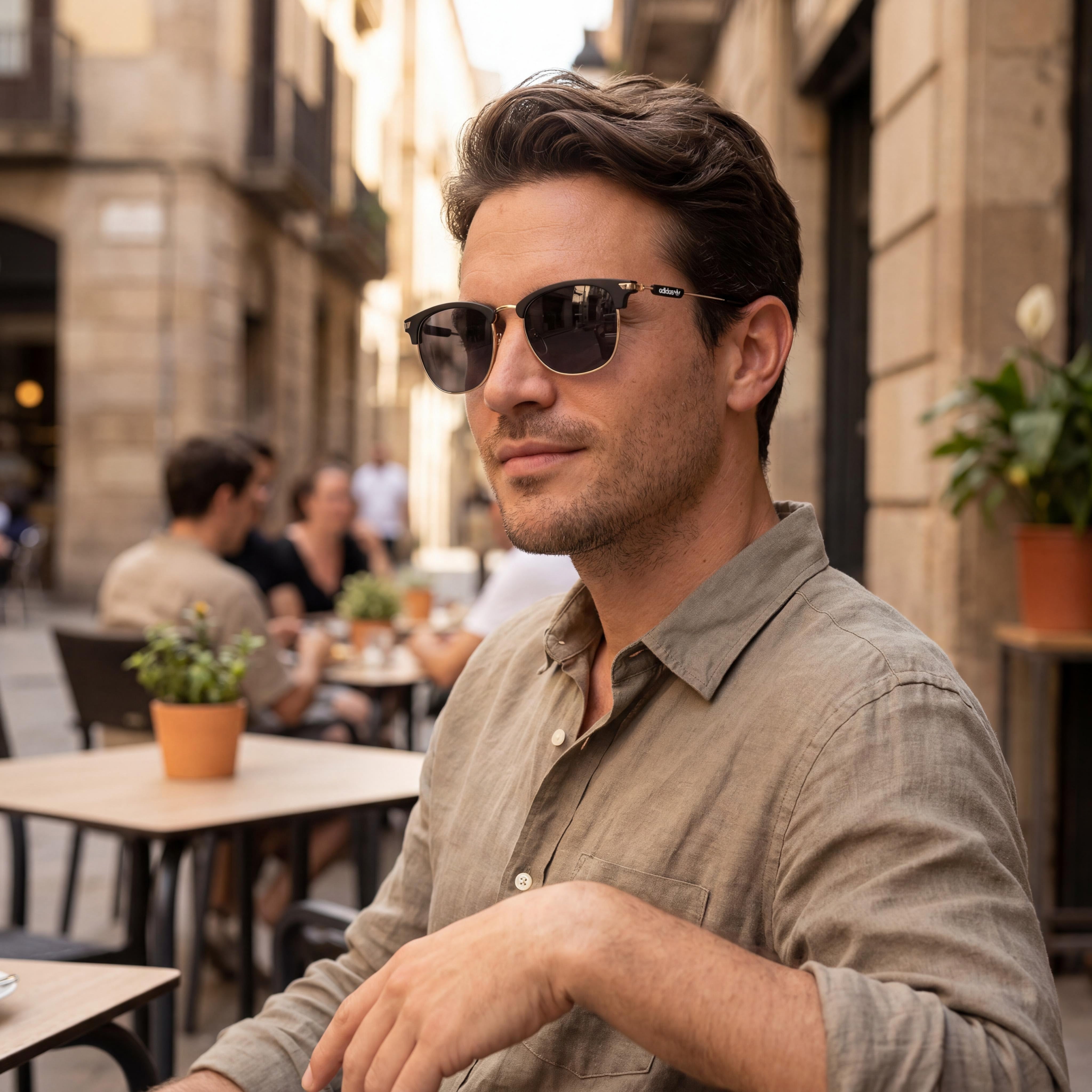 adidas Originals Gafas de Sol Casuales para Hombre Metal Negro Mate Humo Protección UV 53mm, Photo 5