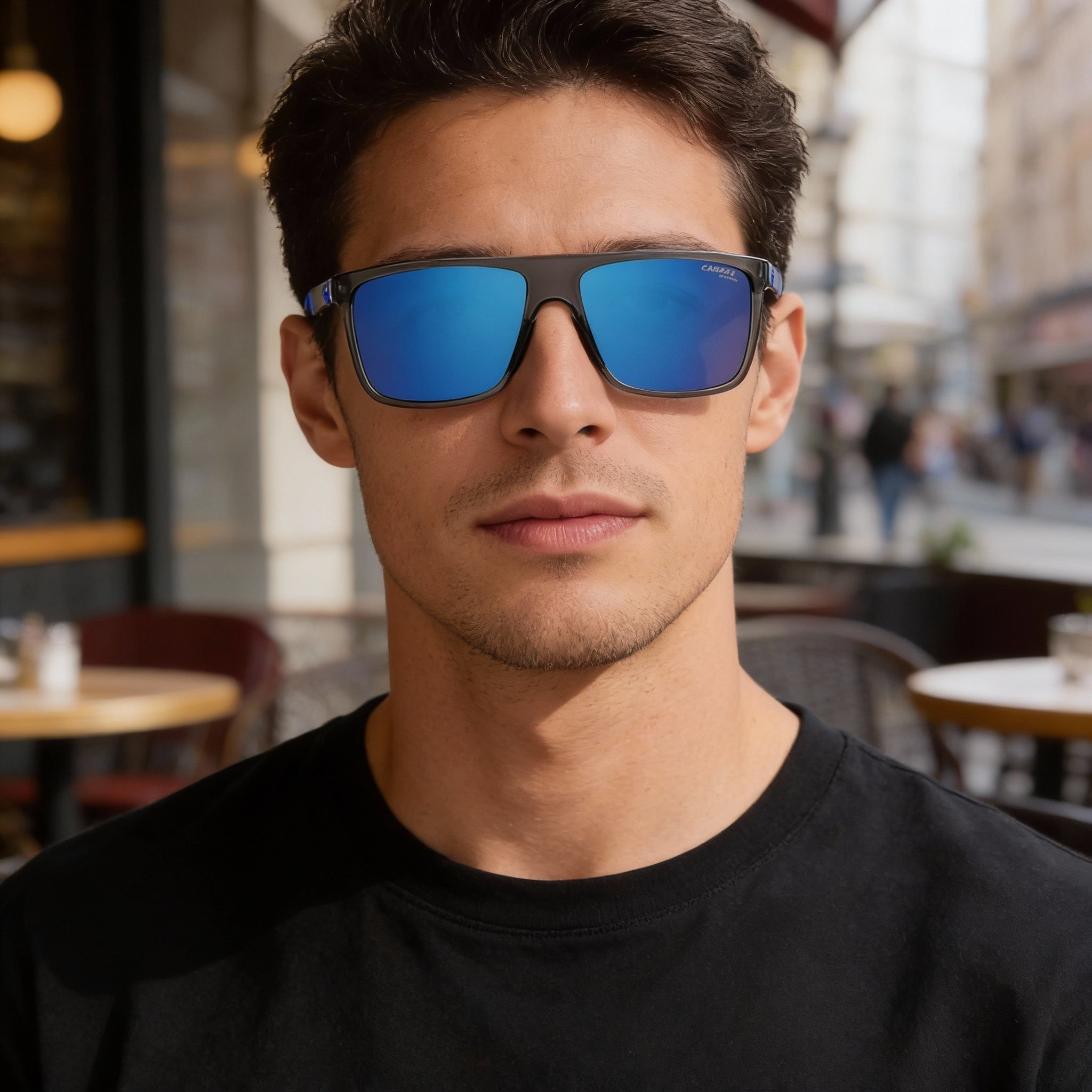 Carrera 8055/S Men's Transparent Grey Polyamide Frame Blue Multilayer Lens UV Sunglasses 58mm, Photo 6