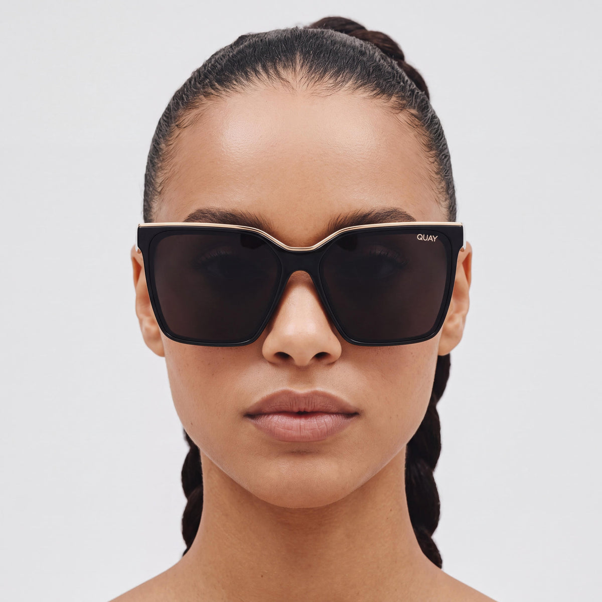 QUAY AUSTRALIA Level Up Women's Milky Tortoise Black Smoke 100% UV Protection Plastic Sunglasses 60mm, Photo 5